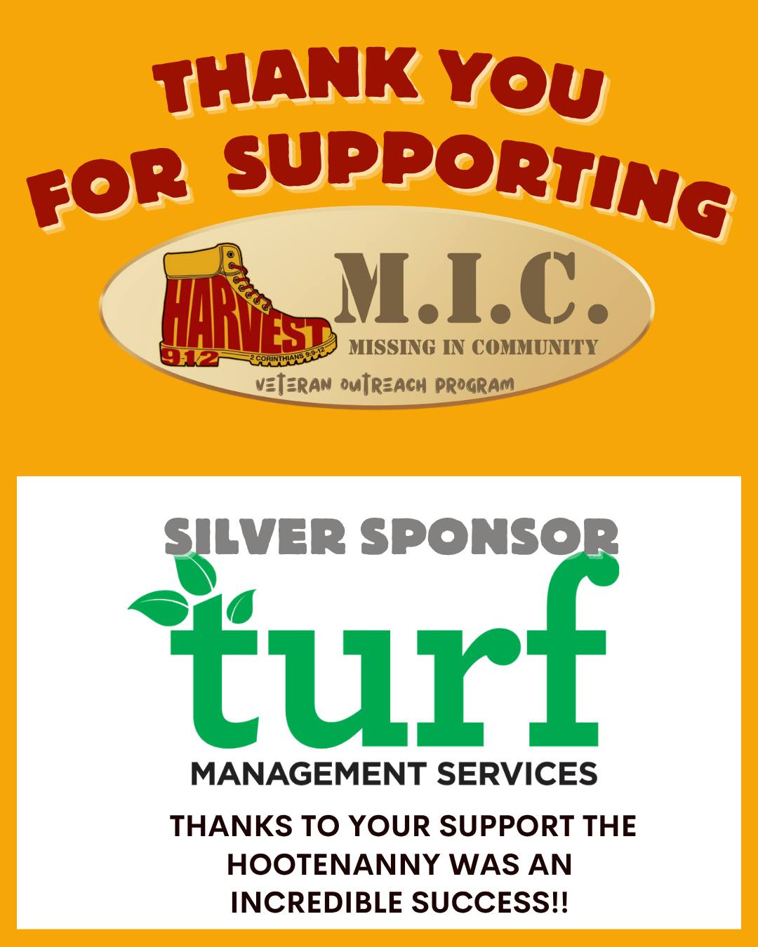 a huge thanks to our incredible event sponsors. With their support, the Hootenanny was an overwhelming success!!