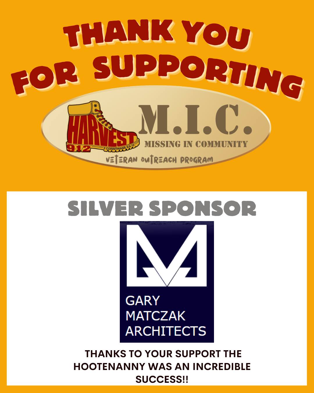 A huge thanks to our incredible event sponsors. With their support, the Hootenanny was an overwhelming success!