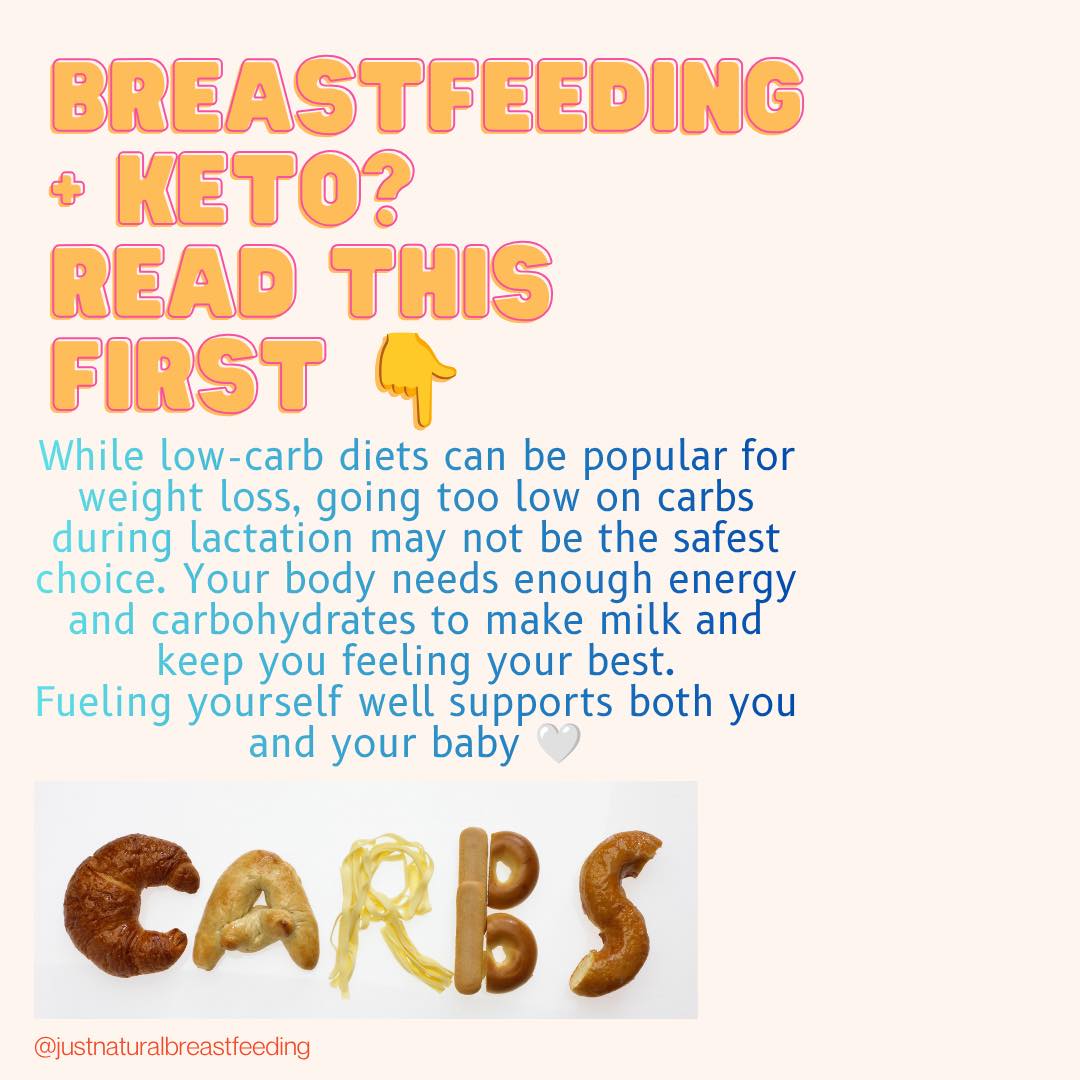 Considering a low-carb or keto diet while breastfeeding?🤱 Learn what the evidence says, save this post for later, and reach out if you have questions - We are here to help! Link in bio.💛
#justnaturalbreastfeeding #breastfeedingtips