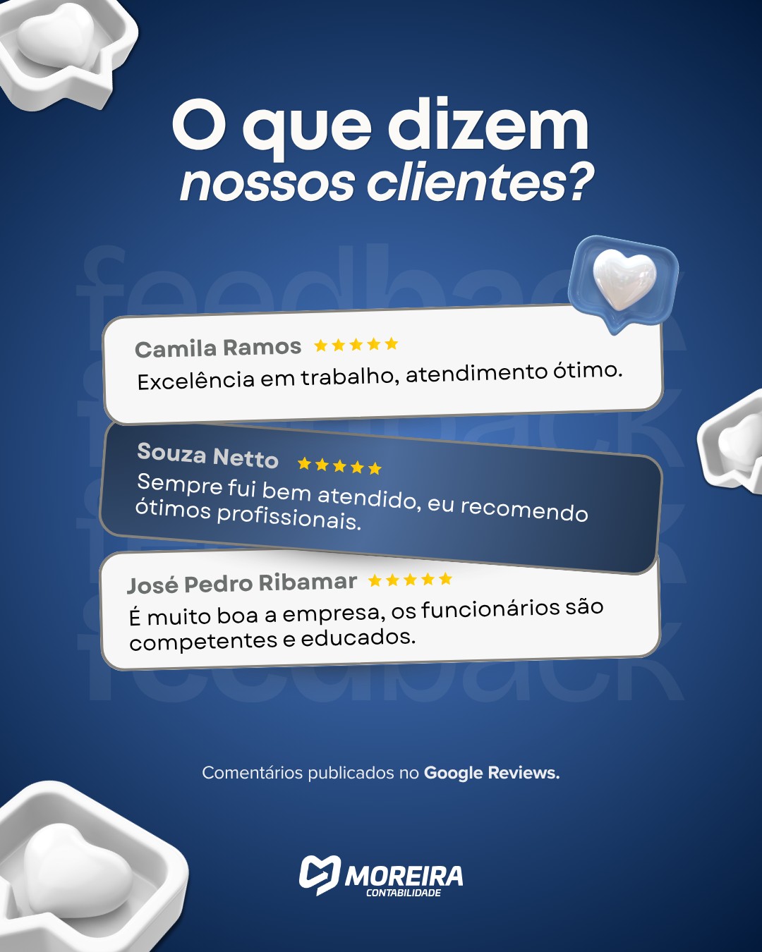 E não somos nós que estamos dizendo... (mas quem somos nós para discordar de avaliações de 5 estrelas? 😉)
Ver depoimentos como esses é a prova de que estamos no caminho certo. Afinal, contabilidade não precisa ser uma dor de cabeça burocrática, mas sim a segurança que você precisa para fazer sua empresa crescer.
Obrigado de coração a cada cliente que confia no nosso time todos os dias. Essa parceria é o que faz o nosso trabalho valer a pena!
Se você também quer ter essa tranquilidade de saber que o seu negócio está em boas mãos: conte com quem entende de verdade.
📩 Acesse o link da bio e fale com a nossa equipe!