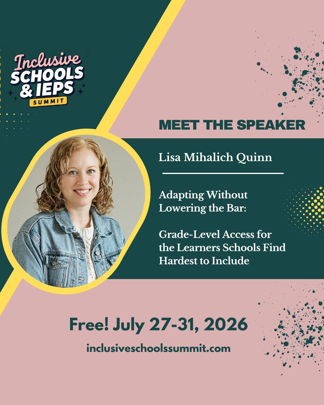 Some learners get handed a softer version of the work without anyone deciding that's what should happen. The bar slides, one accommodation at a time, until a child who could do grade-level thinking stops being asked to.
That slide is what Lisa's session at the Inclusive Schools & IEPs Summit is about.
"Adapting Without Lowering the Bar" walks through a real grade-level lesson and shows how the same standard can open up four different ways, from a two-choice question to an open-ended one, with the expectation holding steady the whole way. Same objective, different doors. You'll leave able to tell, when you read a plan, whether a child is getting genuine access or a lowered bar, and with one question to bring to your next meeting.
It's free. Lisa presents Wednesday, July 29, in the Access to Learning & Participation strand, one of five themed days running July 27 to 31.
Register free at the link in our bio.
Want to keep the sessions after they air? The All-Access Pass gives you lasting access to the full library, over $700 of resources for $97, through August 7th. Comment ALLACCESS and we'll send you the link. 💛
#GradeLevelAccess #PresumeCompetence #IEP
