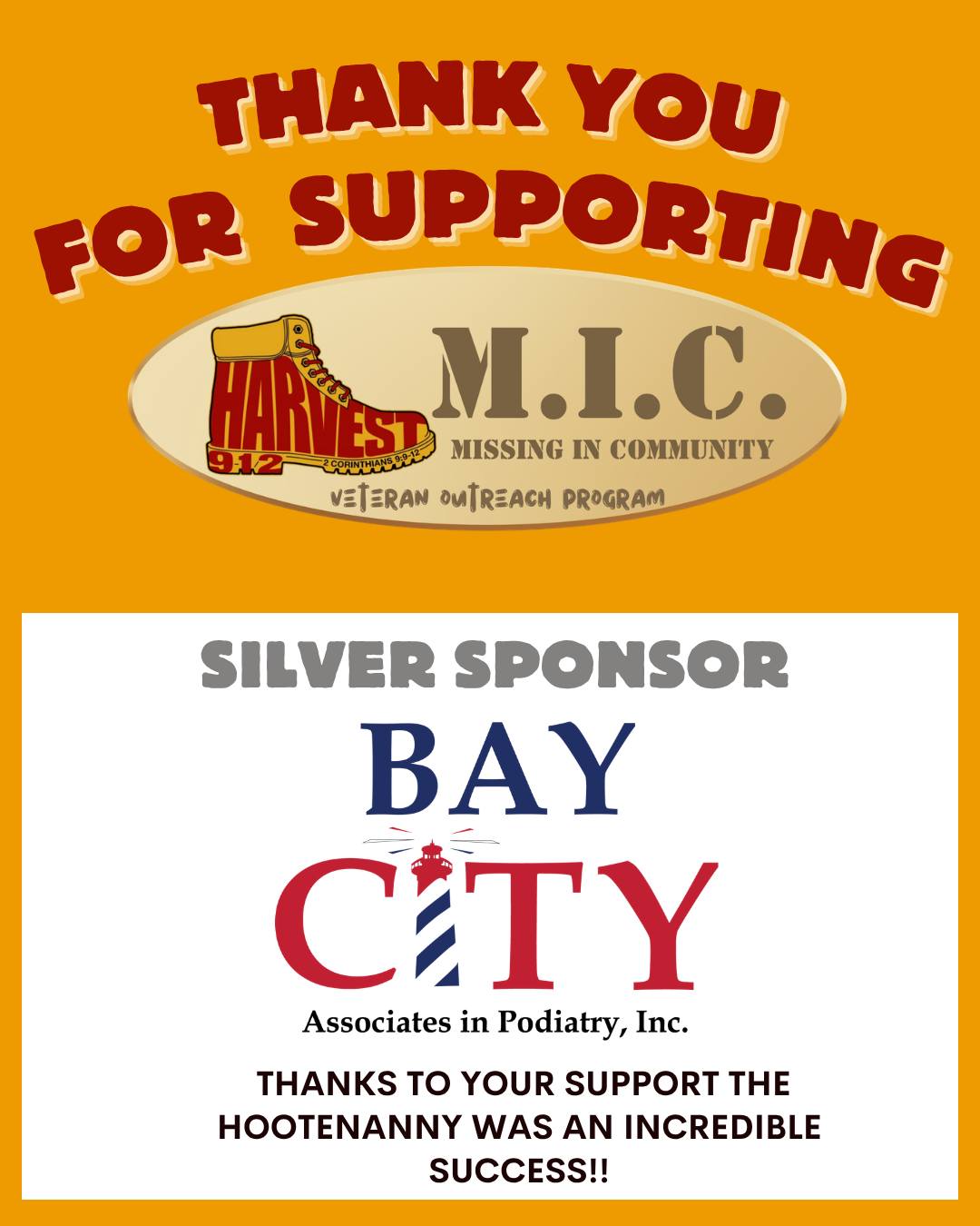 A huge thank you to our incredible event sponsors. With their support, the Hootenanny was an overwhelming success!!