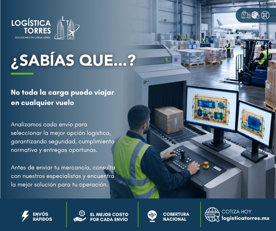 ✈️ ¿Sabías que...?
✈️📦 No toda la carga puede viajar en cualquier vuelo.
Cada embarque tiene características específicas que determinan cómo, cuándo y en qué tipo de aeronave puede transportarse.
Factores como el peso, dimensiones, naturaleza de la mercancía, requerimientos de temperatura, mercancías peligrosas o animales vivos pueden influir en la asignación del vuelo.
En Logística Torres analizamos cada envío para seleccionar la mejor opción logística, garantizando seguridad, cumplimiento normativo y entregas oportunas.
✅ Evaluación de la mercancía
✅ Planeación del transporte
✅ Cumplimiento de los requisitos operativos
✅ Seguimiento durante todo el proceso
📩 Antes de enviar tu mercancía, consulta con nuestros especialistas y encuentra la mejor solución para tu operación.
.
.
.
.
#SabíasQue #LogísticaTorres #CargaAérea #Logística #TransporteAéreo #Operaciones #CargaSegura #Envíos #tucargasegura #tucargasegurayatiempo #logistica #volariscargo #logisticaytransporte #SomosLogisticaTorres #enviosnacionales