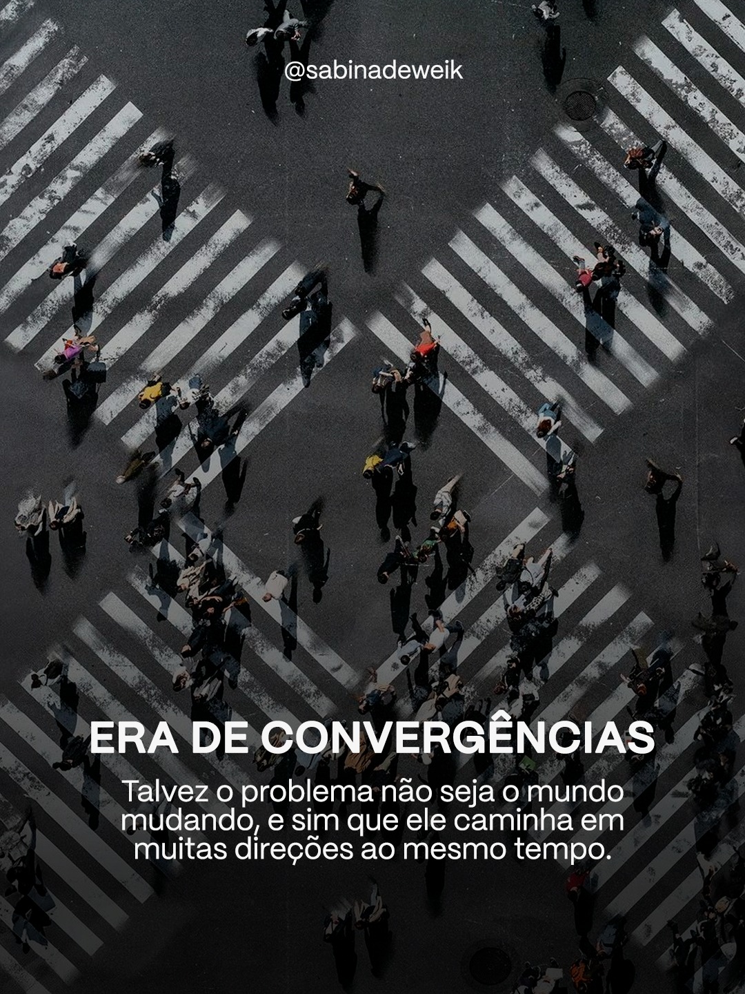 Já faz muito tempo que acompanhar a tendência da vez não é mais suficiente para entender o futuro.
O maior desafio do nosso tempo é outro: entender como diferentes forças agem simultaneamente para transformarem umas às outras. É tecnologia, clima, demografia, comportamento, economia e política, tudo entrando em cena ao mesmo tempo e já não podem mais ser lidas como partes separadas.
É nesse encontro que nascem muitos dos temas que converso com vocês: inteligência artificial, epidemia de solidão, workslop, aceleração das gerações, sobrecarga cognitiva… São sintomas de um contexto amplo, marcado por essas convergências.
Em muito breve, quero compartilhar uma nova maneira de visualizar essas conexões. Continuem ligados por aqui!
#SabinaDeweik #modernidadegasosa #convergencias