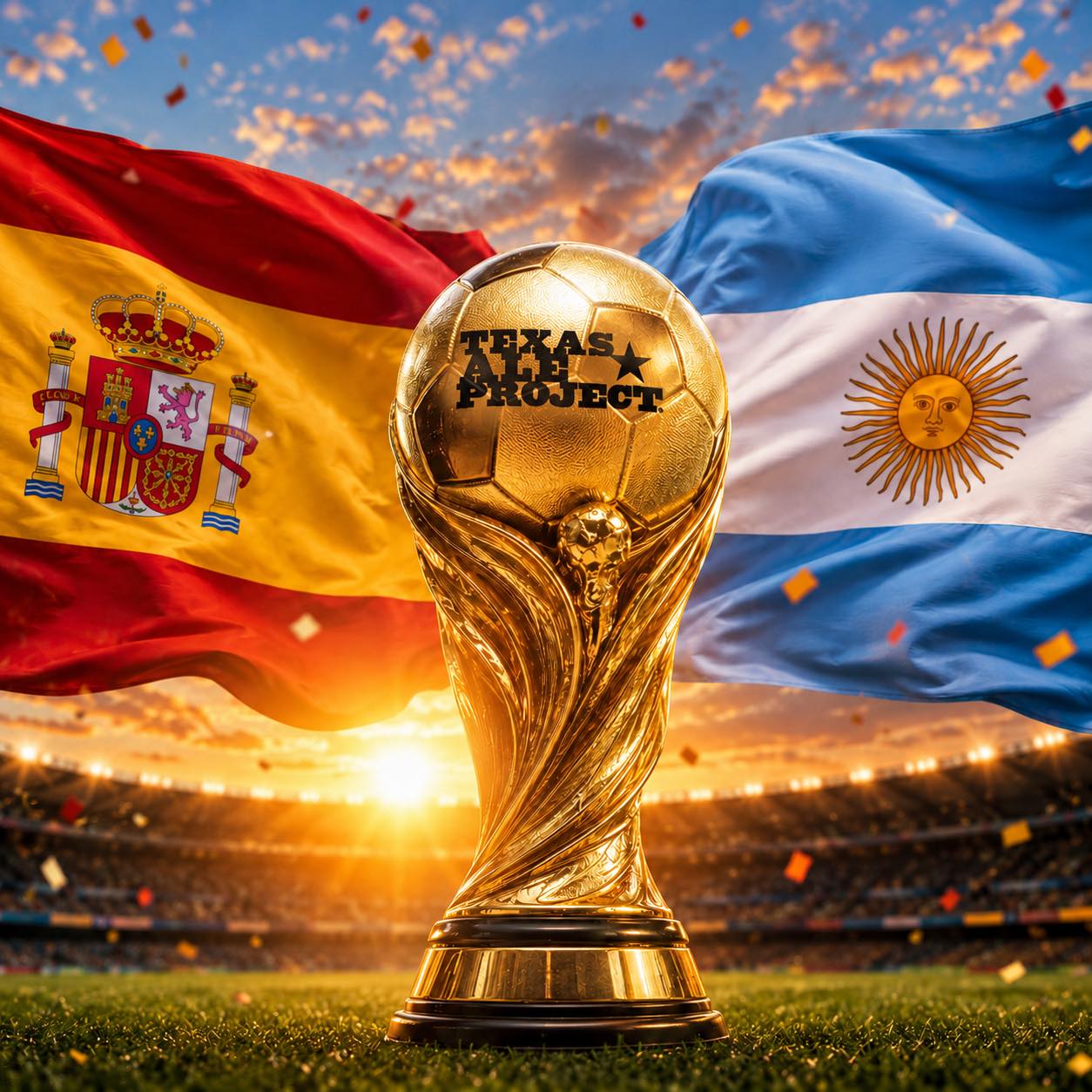 We’ve spent the summer watching the field get smaller, the matches get louder and now only two teams remain, and we’re turning the final weekend of the World Cup into a two-day celebration.
SUMMER OF GOLD SATURDAY
🍺 Exclusive Brewery Tour & Tasting | 1 PM
Go behind the scenes, learn how our beer is made and enjoy two tastings along the way. Tickets available on website.
🍽️ ChefYummi | 2 PM
ChefYummi brings serious culinary passion to everything he serves. From the restaurant scene of Nigeria to the streets of Dallas, he is known for fresh-to-order dishes that combine traditional Nigerian favorites with global comfort food.
🎶 Live Music with MKN coffee | 6 PM
This Dallas indie/alternative rock band takes the stage and has drawn inspiration from everything from ’80s indie rock to 2000s alternative. The band has built a sound rooted in honest lyrics, personal experience and music that means something.
SUNDAY: THE WORLD CUP FINAL
🎧 DJ Mitch Wayne Pregame
Professor Finessor DJ Mitch Wayne will be here before kickoff at 1 PM setting the mood, building the energy and getting both sides ready for the final match of an unforgettable tournament.
⚽ SPAIN vs. ARGENTINA | 2 PM
Spain arrives looking to complete an incredible run and lift the trophy for the second time. Argentina returns to the final as defending champions, chasing a fourth title and a place in history with back-to-back World Cup victories.
We already know the taproom will have passionate fans cheering for both sides, and that’s exactly how we want it. Wear your red and gold. Bring the sky blue and white. Pick your side, find your people and experience every goal, save and nerve-racking minute together.
Two proud soccer nations. One final match. One last World Cup Watching celebration.
