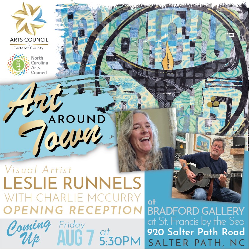 St. Francis by the Sea is thrilled to announce a special evening of visual arts by Leslie Runnels and live music by Charlie McCurry, open to the entire community on Friday, August 7, 2026.
Leslie Runnels is an artist from New Orleans recently relocated to the Crystal Coast. Her work plays in the intersection of intuition and intention, where vibrant color, layered forms, and intricate patterns become a language for exploring interdependence. Repeating patterns displayed with interconnected shapes invite viewers to look closely, discovering new pathways and meanings with each encounter.
Following the reception, acclaimed Contemporary Christian and Americana singer-songwriter Charlie McCurry will take the stage for an intimate concert. McCurry, known for his masterful guitar playing and rich lyrical storytelling, has been writing and performing roots music for decades, drawing inspiration from Buddy Holly, Brenda Lee, the Beatles and Appalachian sounds. His song, “It’s Only Rain”, won the National Guitar Workshop’s Inaugural Songwriting Contest in Nashville, TN in 2008. He was featured in “Performing Songwriter Magazine’s” September/October Edition that year. His music has also been recognized at the Smoky Mountain Songwriter Festival in Gatlinburg, TN.
Event Schedule:
*5:30 PM: Art reception and light refreshments in the Fellowship Hall
*6:30 PM: Charlie McCurry concert in the main sanctuary
Admission to both the art reception and the concert is free and open to the public, though a suggested love offering will be accepted at the door.