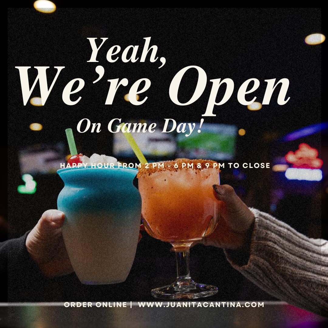 ⚽🍻 Game Day Starts at Juanita Cantina!
Catch every goal with great food, cold drinks, and Happy Hour every day. Bring your team, grab a seat, and enjoy the match with us!
🌮🍹 See you at Juanita Cantina!