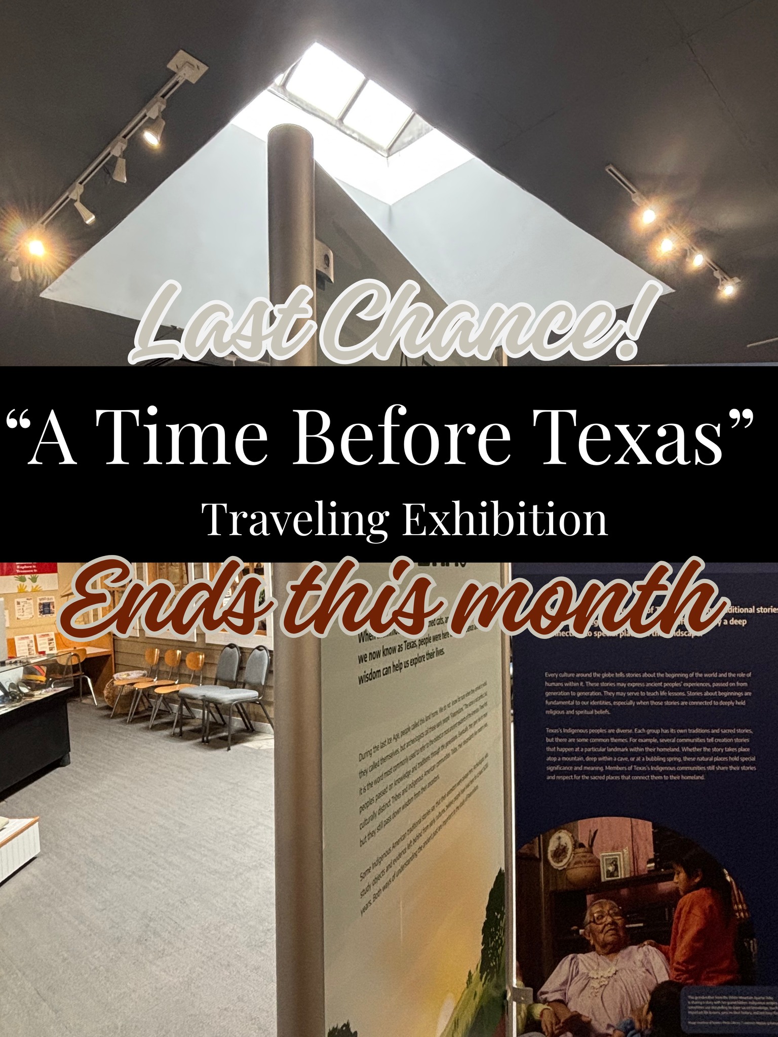 âł Last chance to experience A Time Before Texas!
If you haven't visited Humanities Texas' traveling exhibition, A Time Before Texas, now is the time! This is your final opportunity to see this fascinating exhibition at the Brown County Museum of History before it moves on.
Journey back thousands of years to discover the Paleoindians who lived on this land long before it became Texas. Through archaeological discoveries, explore how these early peoples lived, adapted, and left behind clues that continue to tell their story today.
Don't miss this unique opportunity to step into Texas' distant pastâwe look forward to seeing you at the museum!