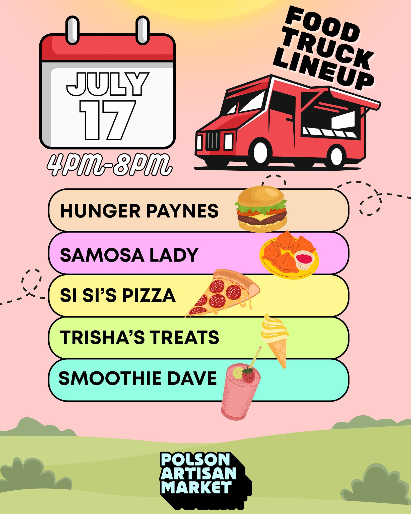 The food truck line-up for this week's FRI-YAY is here! We've got dinner, drinks, and treats ready for our big Salsa Showcase Night! See you soon Vernon!