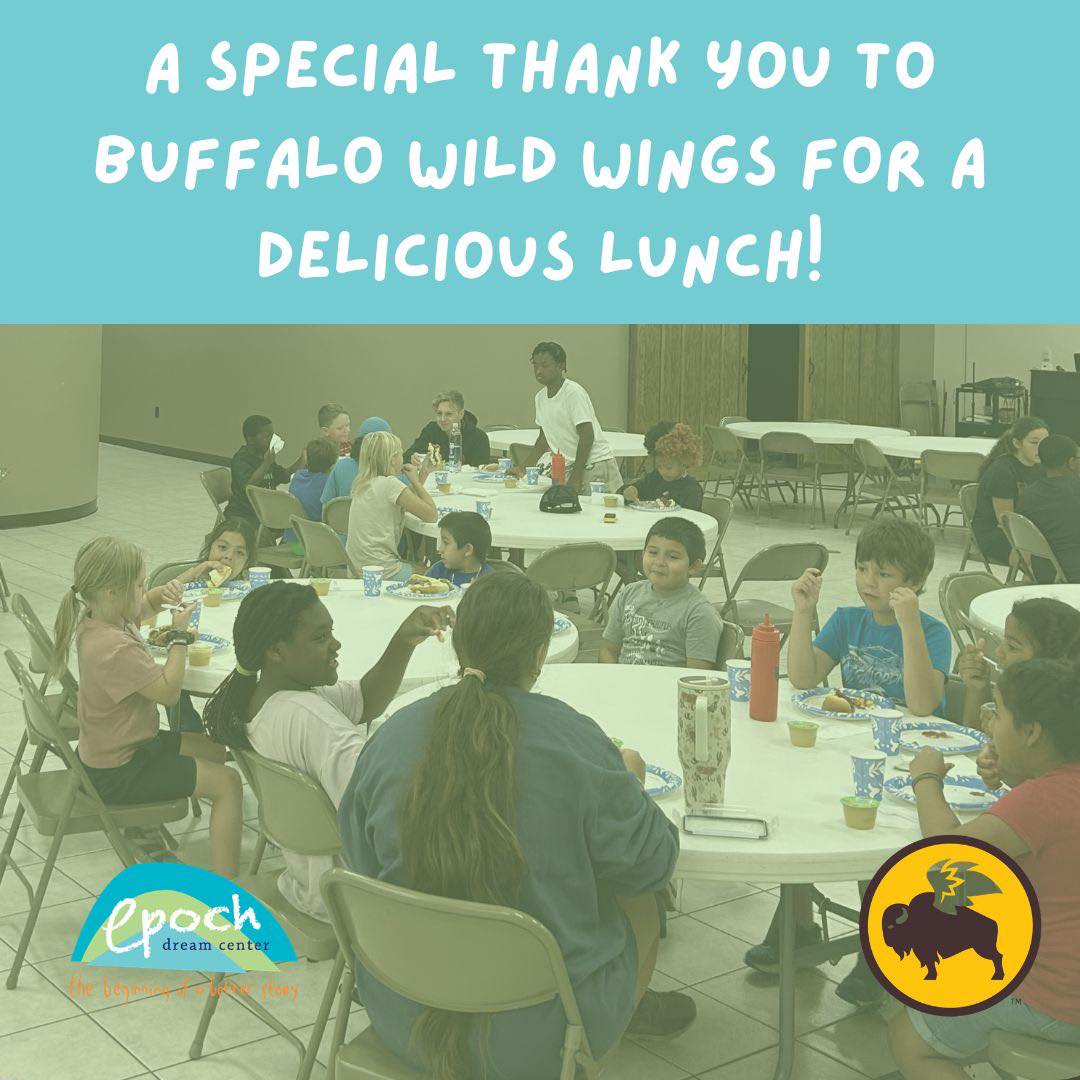 Thank you Buffalo Wild Wings for donating a meal! The kids were thrilled to have such a special lunch.
Research shows that children who eat family-style meals around a table develop better socially, emotionally, psychologically, and nutritionally. Our students eat together everyday and learn to have good conversations, bond with their classmates and teacher, practice manners, and enjoy a home-prepared meal.