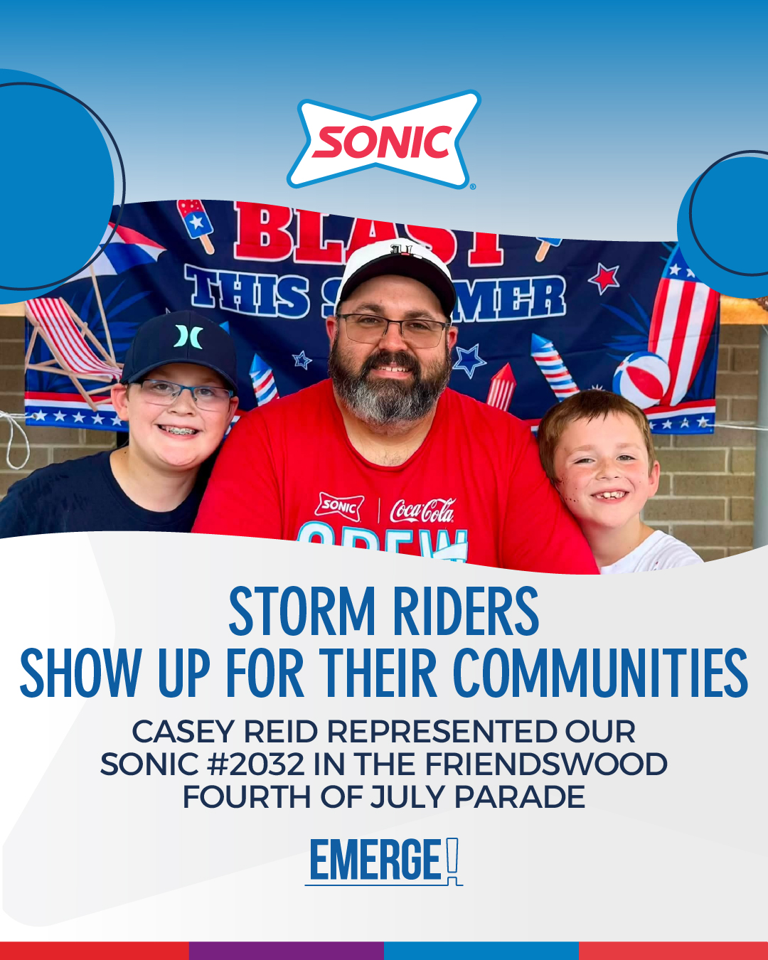 Great leaders understand that community is something you participate in.
By joining Friendswood's Fourth of July Parade, Casey Reid proudly represented our Sonic #2032 while celebrating alongside the families, neighbors, and local organizations that make the community special.
The relationships we build outside the restaurant are just as important as the ones we build inside it. That's how trust grows. That's how legacy begins.
Thank you, Casey, for showing what people first leadership looks like.
Learn more about our commitment to communities at emergeinc.net.
#EmergeInc #PeopleFirst #Community #Friendswood #Leadership #RestaurantLife #BehindTheScenes #ServeWithPurpose #CommunityImpact #Teamwork