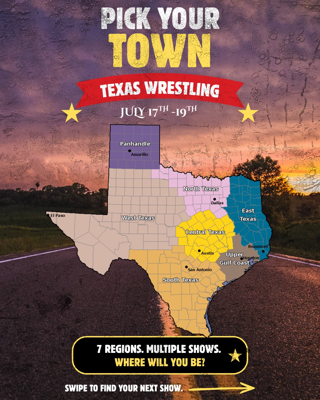🚨 Post Correction! Terpmania takes place on July 18th!
Where are you watching wrestling this weekend?
Swipe through and find your town.
👇 Planning on going to a show? Tell us where.
Can't make it this weekend?
We've made it easier to keep track of every upcoming Texas wrestling event. You can browse the calendar, add individual events to your phone, or subscribe once and automatically stay up to date as new shows are added.
📅 Subscribe Once
🔄 Sync with your personal calendar
📍 New Texas wrestling events appear automatically
And if we missed an event, drop the flyer in the comments so more fans can discover it.
#TexasWrestling #IndependentWrestling #SupportIndyWrestling #WrestlingCalendar