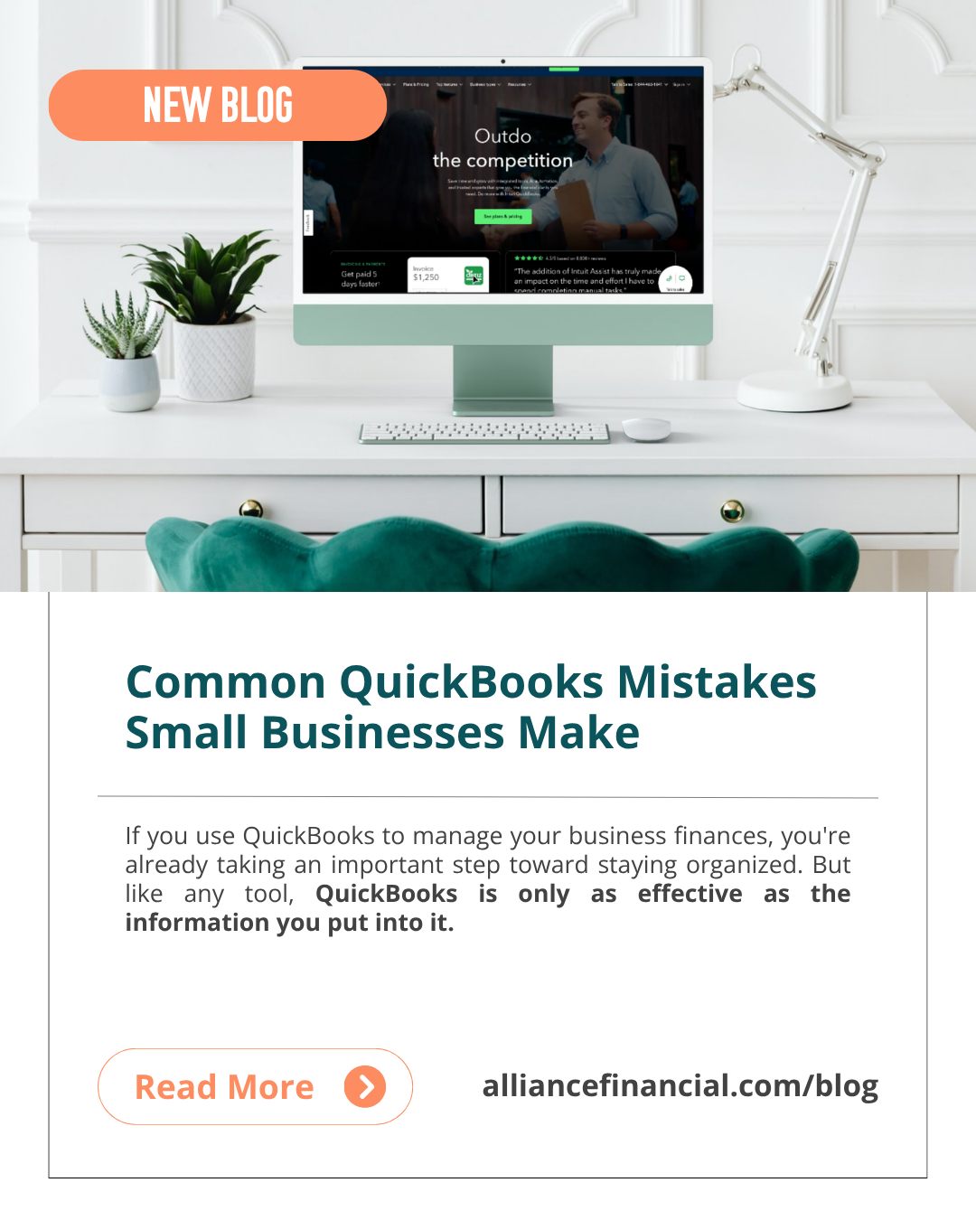 QuickBooks is a powerful tool—but it's only as accurate as the information you put into it.
We've seen small bookkeeping mistakes turn into big headaches at tax time, from uncategorized transactions and skipped reconciliations to mixing personal and business expenses.
The good news? Most of these mistakes are completely avoidable.
In our latest blog, we cover **7 common QuickBooks mistakes small businesses make** and simple ways to keep your books organized, accurate, and ready for whatever comes next.
Whether you're managing your own bookkeeping or just want to make sure you're on the right track, this is a great place to start.
📖 Read the full blog: alliancefinancialinc.com/blog
Have a QuickBooks question you've always wondered about? Drop it in the comments—we may cover it in a future post!
