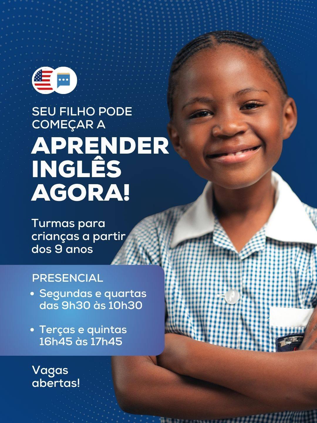 Na ACELE, as crianças desenvolvem a comunicação em inglês de forma natural, ampliam o vocabulário e constroem uma base sólida para o futuro, com aulas que estimulam a participação e a confiança no idioma.
📍 Turmas presenciais para crianças a partir dos 9 anos
🗓️ Horários disponíveis:
• Segundas e quartas, das 9h30 às 10h30 • Terças e quintas, das 16h45 às 17h45
Aprender um novo idioma na infância abre portas para o futuro e torna o processo muito mais natural.
📲 Entre em contato e garanta a vaga do seu filho!
#ACELE #InglêsInfantil #CursoDeInglês #AprenderInglês #InglêsParaCrianças #Idiomas #Educação #Futuro