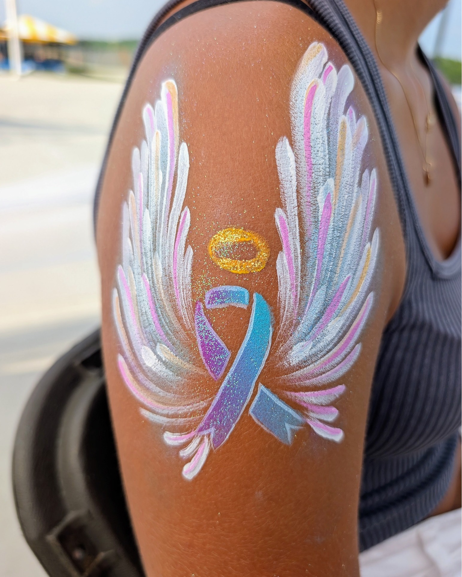 Friday I had the privilege of painting at the Luke Traylor Baseball Classic. ππ
Instead of my usual butterflies and superheroes, many people chose teal and purple awareness ribbons and baseball designs in Luke's memory. It was a beautiful reminder that face painting can be about so much more than fun, it can also be a way to honor someone, show support, and bring a community together.
Thank you to everyone who stopped by my chair, and thank you to the organizers for including Color Pop Facepaint in such a meaningful event. It was truly an honor to be there. πβΎ