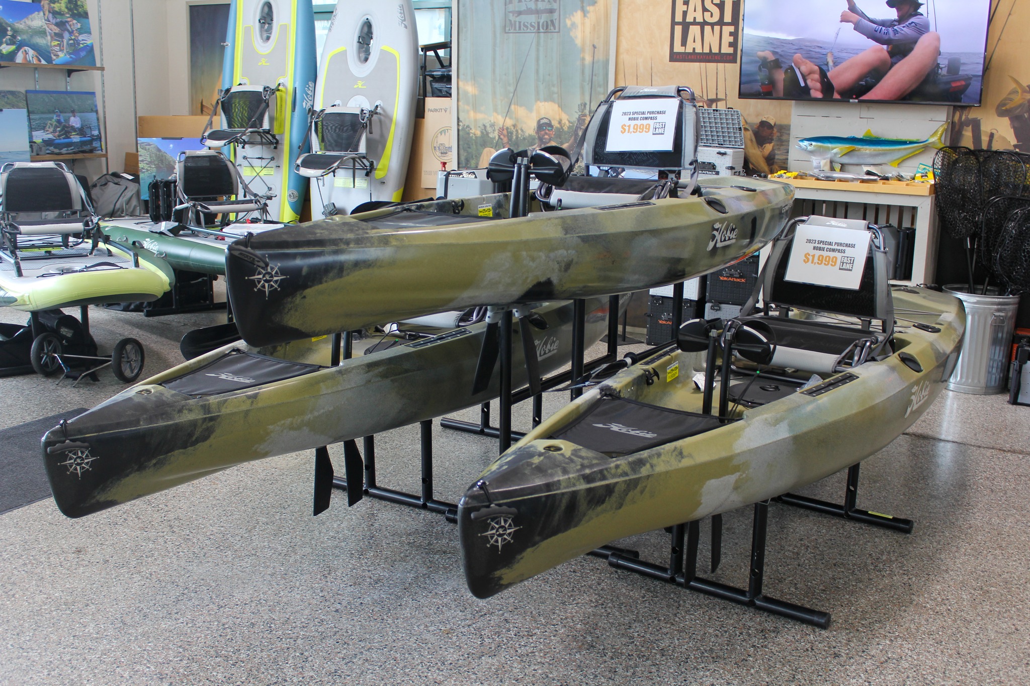 We're getting low on stock on our Special Purchase Hobie Compasses!
Reserve one quick by calling us at 619-222-0766 and putting down a $100 refundable deposit. They are brand new and come with the Hobie Mirage Drive 180 and are only $1,999!