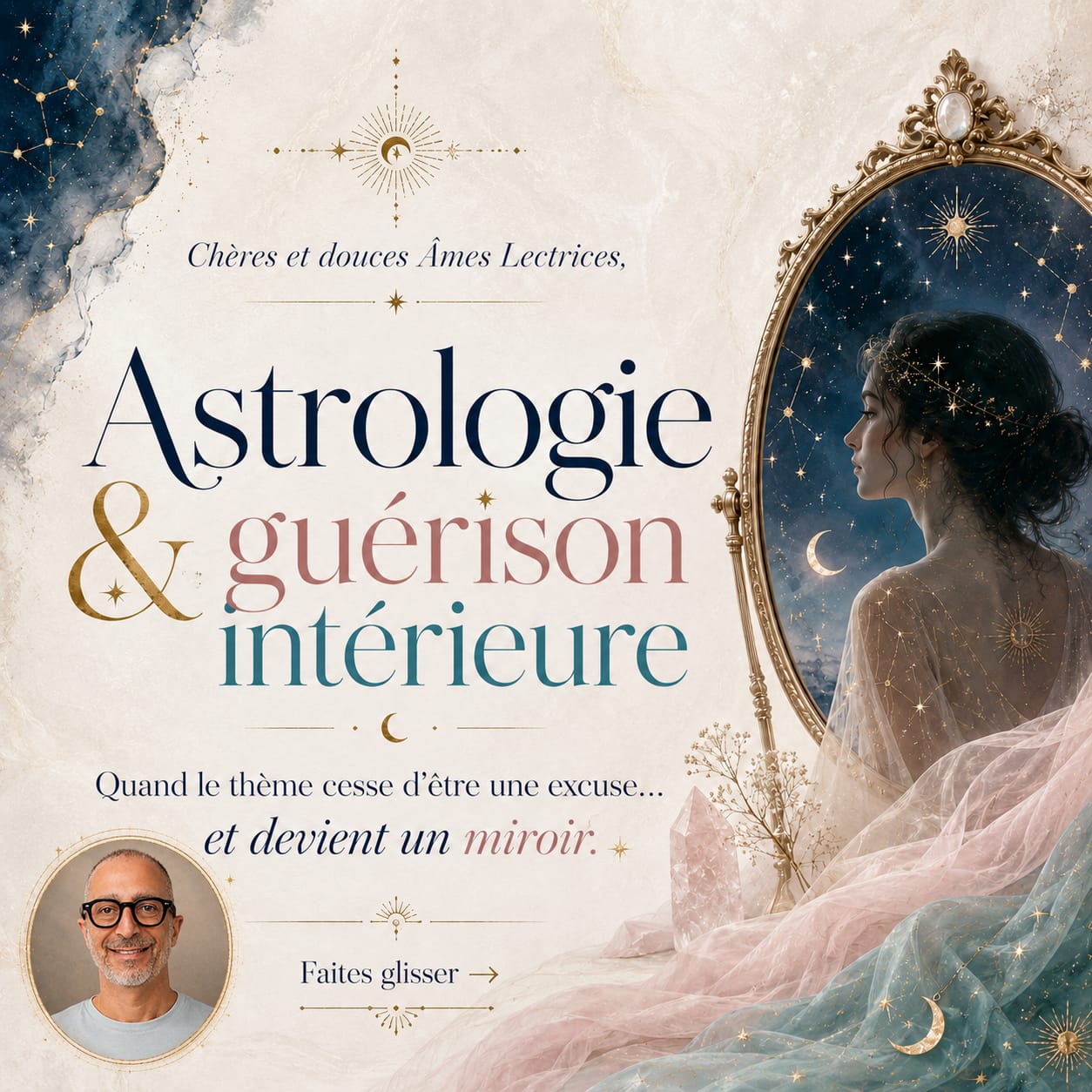 Chères et douces Âmes Lectrices,
Il semblerait que certains utilisent encore leur thème astrologique comme un éventail derrière lequel cacher leurs petits désordres intérieurs.
« Je suis sombre parce que je suis Scorpion. »
« Je fuis parce que ma Lune est en poisson. »
« Je contrôle parce que mon thème est marqué par le Capricorne. »
Quelle délicieuse comédie. L’astrologie n’a jamais été créée pour excuser nos blessures, nos projections, nos dépendances affectives ou nos comportements répétitifs. Elle ne dit pas : “Reste ainsi, c’est écrit.”
Elle murmure plutôt : “Regarde ce que tu rejoues. Regarde ce que tu refuses de sentir. Regarde là où ton âme appelle une transformation.”
Votre thème n’est pas une cage dorée. C’est un miroir. Et parfois, ce miroir ne flatte pas l’ego. Il révèle les masques, les défenses, les stratégies de survie, les peurs d’abandon, les besoins de contrôle, les élans fusionnels, les fuites émotionnelles.
La vraie question n’est donc pas : “Quel signe suis-je ?” Mais plutôt : “Quel comportement suis-je prêt à transformer pour ne plus faire porter mes blessures aux autres ?” L’astrologie devient sacrée lorsqu’elle cesse d’être une excuse… et devient un acte de responsabilité intérieure.
Gilles
#AstrologieConsciente #AstrologiePsychologique #AstrologieEvolutive #AstrologieSpirituelle #AstrologieIntuitive #AstrologieFrance #GuerisonInterieure #ConnaissanceDeSoi #TravailSurSoi #BlessuresEmotionnelles #ResponsabiliteEmotionnelle #DeveloppementPersonnel #EveilDeConscience #RelationsConscientes #AstroEnergie