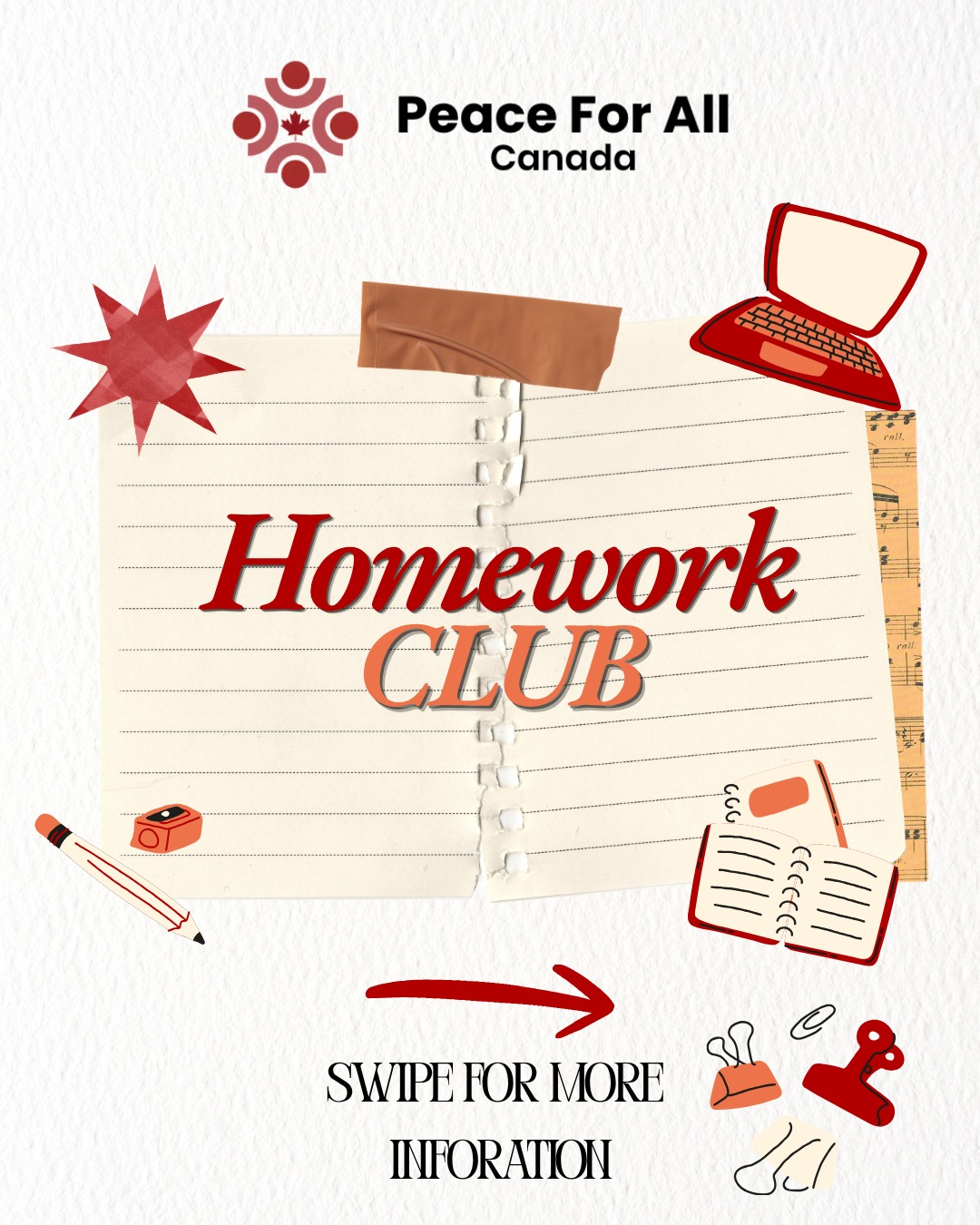 We are excited to announce that Homework Club is starting again this September ๐. Register your students now using the link in our bio or by scanning the QR code!
#PeaceForAllCanada #P4A #PeaceForAll #homeworkclub #CanadianYouth