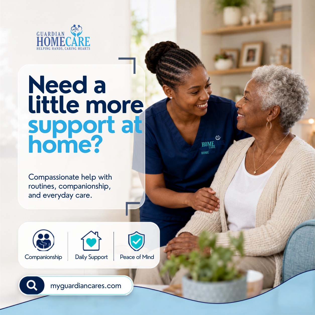 A little extra support can make everyday life safer, easier, and more comfortable. 💙
Companionship, assistance with daily routines, and a dependable presence can help seniors continue enjoying life at home with greater confidence and peace of mind.
Guardian Home Care is here to support seniors and families with compassionate care.
#HomeCareSupport #SeniorIndependence #GuardianHomeCare