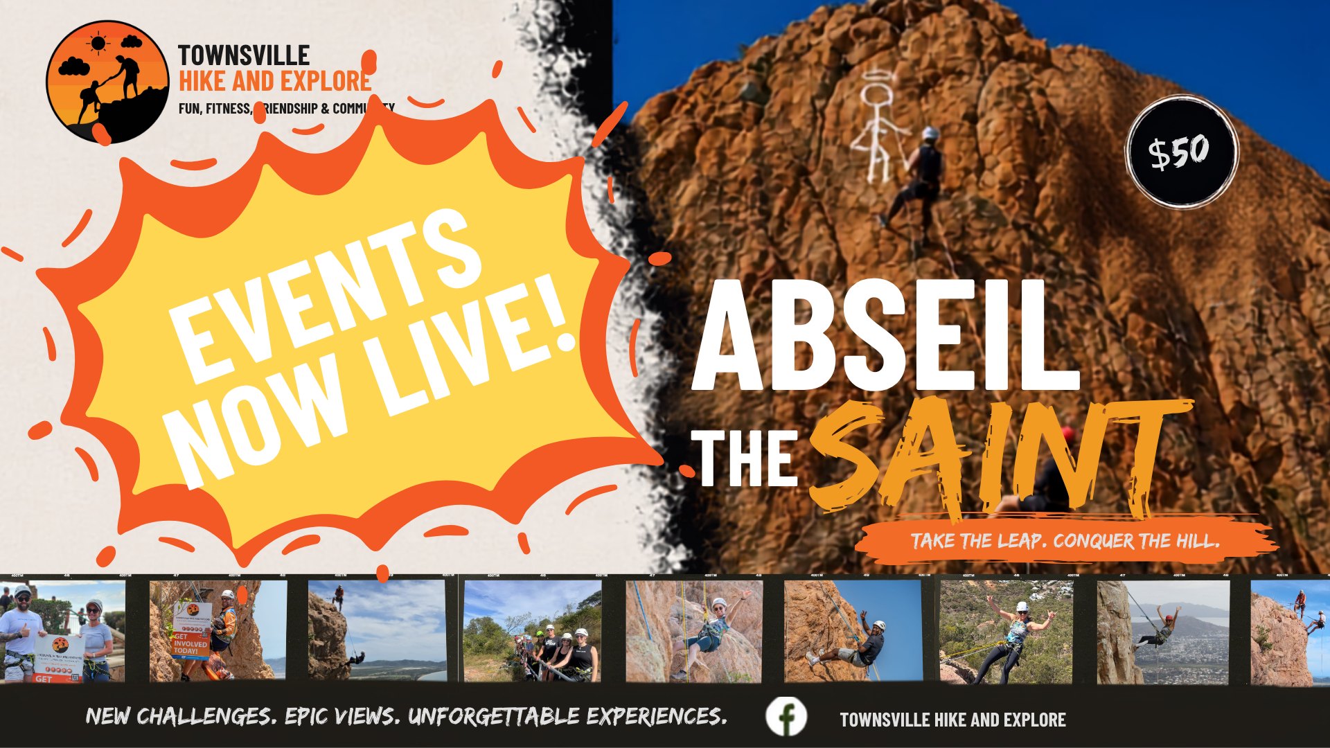 📢Abseil the Saint events are now LIVE!
Head to the events in the Townsville Hike and Explore Facebook group page for more details and secure your tickets to lower yourself past one of Townsville's most iconic landmarks.
🎫Tickets are $50 each with only a limited number available.
DON'T MISS IT!
#abseilthesainttownsville
#townsvillehikeandexplore #townsvillehikeandexploregroup
#castlehilltownsville