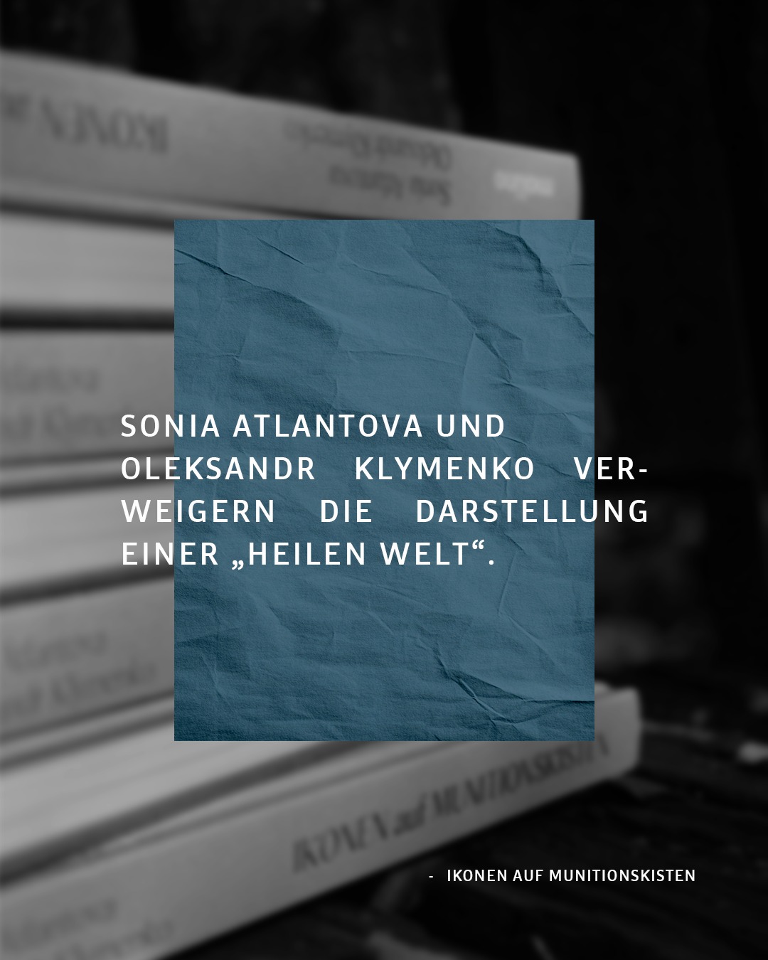In „Ikonen auf Munitionskisten“ verwandeln Sonia Atlantova und Oleksandr Klymenko Munitionskisten von der Frontlinie der Ostukraine durch traditionelle Ikonenmalerei in eindrucksvolle Symbole des Friedens und des Lebens. Ein außergewöhnlicher Bildband, der zeigt, welche Kraft Kunst selbst in Zeiten der Zerstörung entfalten kann.