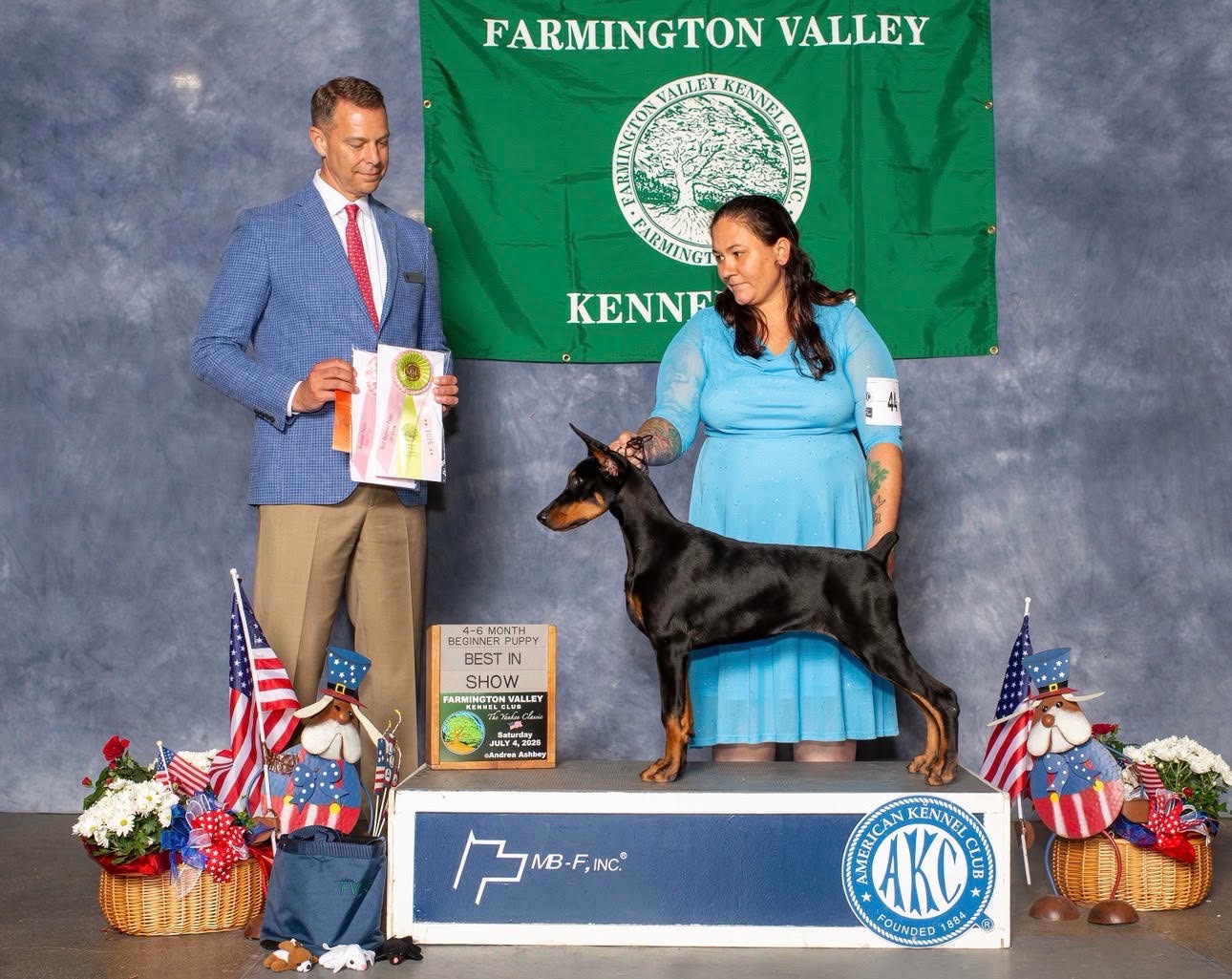 The next generation of puppies, show dogs, companion dogs, and sport Dobermans is beginning to emerge! We love seeing dedicated owner-handlers pour their hearts into these promising young stars.
We have two beautiful baby puppies to celebrate, and first up is pretty little Vex!
Vex began her show career in BPUP with an incredible start, winning Best of Breed, Group 1, and then making her mark by going Best Puppy in Show under judge Dr. James R. Davis!
Her impressive puppy rรฉsumรฉ also includes:
๐ Best Puppy in Show under judge Ronald S. F. Mahon, July 3
๐
Best Puppy in Breed and Puppy Group 2 under judge Sioux Forsyth-Green, July 26
We couldnโt be prouder of this wonderful team! Vex is loved, owned, and handled by Heather Feeney.
โจ BPIS Fantomeโs Vendetta v Amity โจ
Breeders: Mrs Dawn Marie Vasso, Mr Michael Vasso, Elizabeth Gomes.