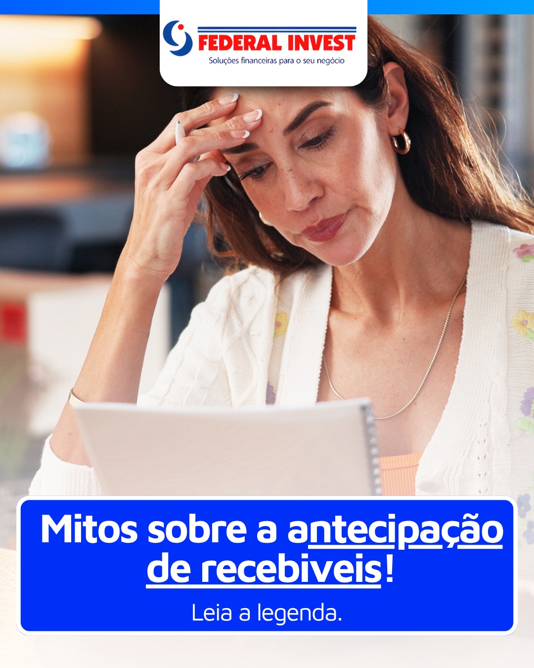 💼📊 Mitos sobre a antecipação de recebíveis!
Será que antecipar recebíveis significa fazer um empréstimo? 🤔
Será que aumenta o endividamento da empresa?
Ou será que é uma estratégia para fortalecer o fluxo de caixa?
A verdade é que a antecipação de recebíveis pode ser uma alternativa inteligente para transformar vendas a prazo em capital imediato, trazendo mais previsibilidade e fôlego financeiro para o seu negócio.
📲 Quer saber mais? Fale com a Federal Invest e descubra como essa solução pode ajudar sua empresa.
#FederalInvest #AntecipacaoDeRecebiveis #CapitalDeGiro #FluxoDeCaixa #GestaoFinanceira