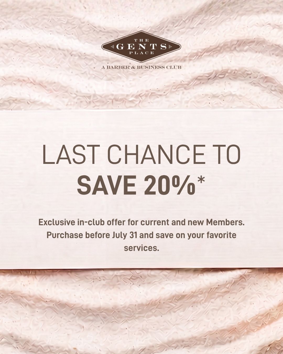 Don't miss your opportunity to enjoy exclusive Member savings. Purchase an eligible service package by July 31 and invest in a year of exceptional grooming.
Visit your Club or speak with a team member to learn more.