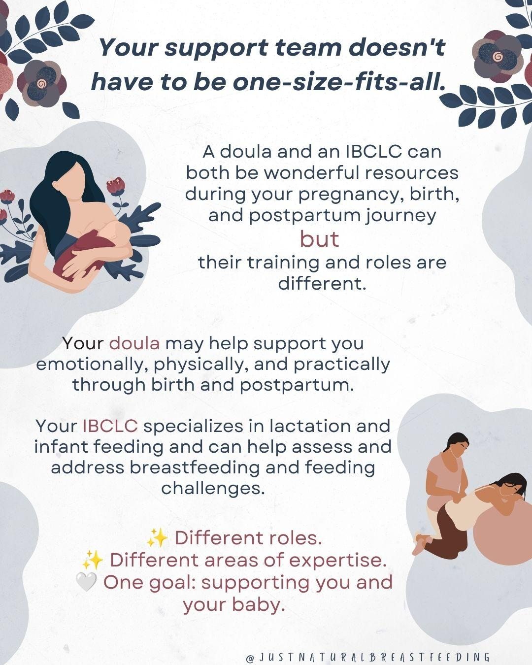🤍 Building your support team during pregnancy and postpartum can make all the difference.
A doula and an IBCLC each bring unique skills and expertise, and together they can help you feel informed, supported, and confident throughout your journey.
You don't have to do it alone. 🤱
#breastfeedingsupport #justnaturalbreastfeeding #ibclc