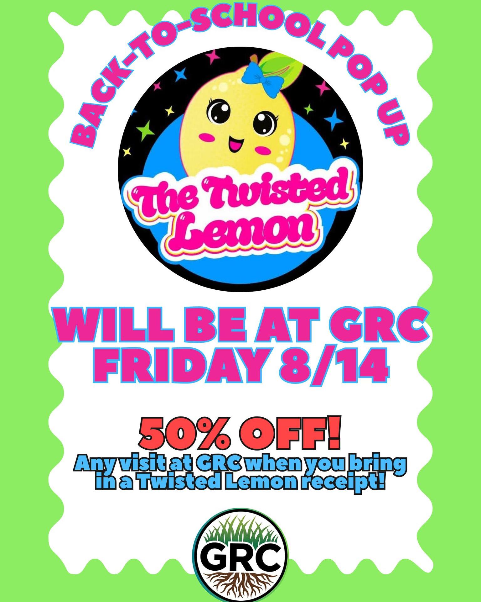 Celebrate back-to-school with a sweet treat!
@thetwistedlemonok will be at @grassrootschiropracticok Friday 8/14.
Bring your receipt to your next visit at GRC and get 50% off!
Stay tuned for more info.
🍋🥤
