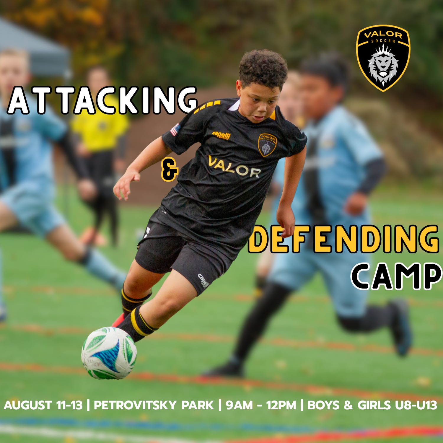 Registration closes TOMORROW a noon!
This our last skill-specific camp of the summer before we wrap up with our Summer Finale Camp. Our Attacking & Defending Camp is designed to help players become more confident in 1v1 situations, make quicker decisions, and improve both sides of the ball. #SoccerCamp #SkillsCamp #WeAreValor #SummerSoccer
August 11-13
9am-12pm
Petrovitsky Park
Boys & Girls U8-U13
Registration closes tomorrow, August 4, at noon. To register, click the camps & clinics link in our bio.