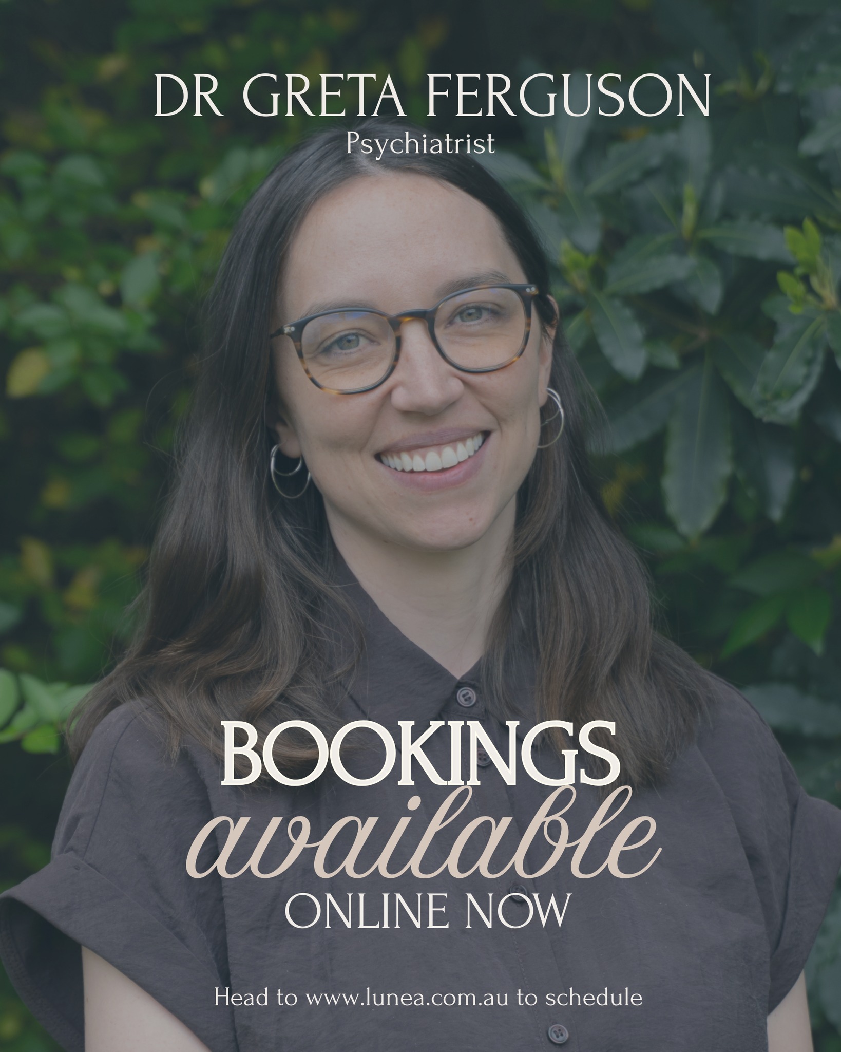Welcome to the team, Dr Greta Ferguson 🤍🤩
We are delighted to introduce Dr Greta Ferguson, Consultant Psychiatrist who has just joined Lunea and is now taking bookings.
Greta provides thoughtful, evidence-based care for women across the lifespan, with particular interests in depression, eating disorders, perinatal mental health, and supporting women through significant life transitions including pregnancy, the postpartum period and menopause. With subspecialty training in psychodynamic psychotherapy, she brings real depth of psychological understanding to her work, combining therapy with careful medication management.
In her words:
"I'm excited to join Lunea because I'm passionate about supporting women through the unique mental health challenges that can arise across different stages of life, and improving access to quality psychiatric care."
With Greta on board, Lunea is now a team of four psychiatrists, all providing telehealth care to women right across Australia. We could not be more excited about what that means for access and wait times.
Read more about Greta and book online at www.lunea.com.au 🔗
#womensmentalhealth #psychiatrist #telehealth #perinatalmentalhealth #eatingdisorderrecovery #menopause #mentalhealthaustralia #lunea