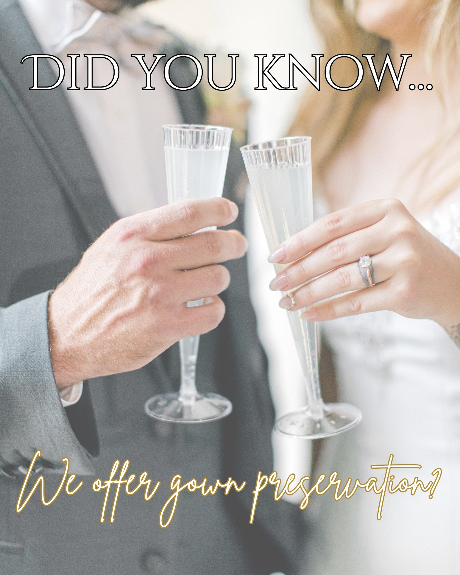 ✨ Preserve the memories long after your wedding day ✨
Your dream dress deserves to be cherished for years to come! Our Gown Preservation Package includes:
• Professional cleaning
• Preservation of your gown + 1 accessory (veil, sash, etc.)
• Beautifully packaged in a keepsake display box that's perfect for storing and displaying your memories
As a Belle, you'll receive $50 OFF our preservation package! 💕
Give your gown the care it deserves so you can treasure it for generations to come. Stop by the store or message us for more information! 🤍