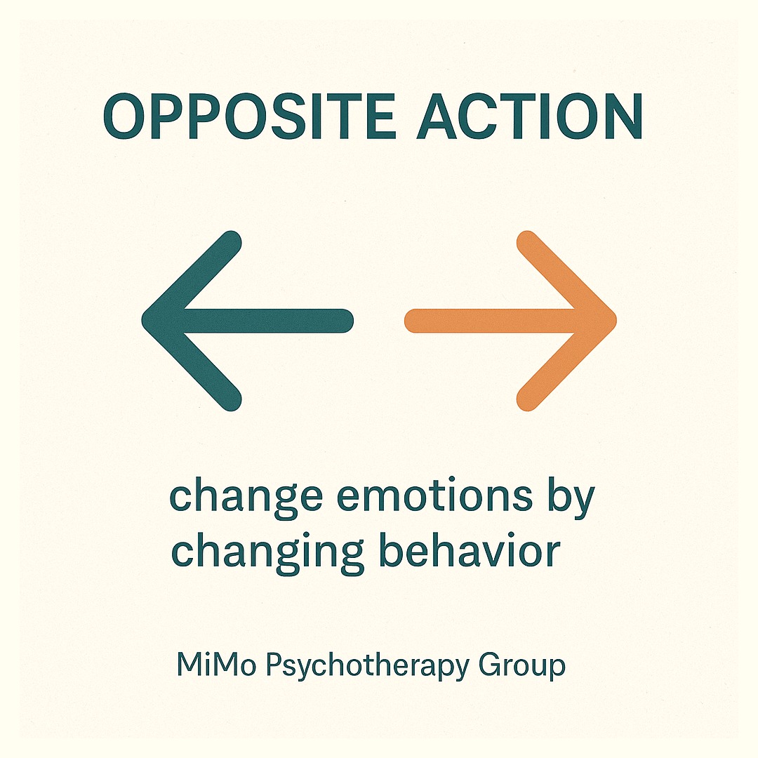 Feel afraid? Approach.
Feel like isolating? Reach out.
Opposite action helps you change emotions by changing behavior — when your emotions don’t fit the facts.
🔄 Feel stuck? Try doing the opposite of your urge — just once.
💥 Small shift. Big results.
https://www.mimopsychotherapy.com
Miami ☎️: (305) 676-2323
Charleston ☎️: (843) 974-1010
#ACT #ACTTherapy #DBT #Mindfulness #BPD #Anxiety #PTSD #ComplexPTSD #CBT #cbttherapy #dbtskills #cbt #cbttherapy #mindfulliving #mentalhealth #emotions #therapy #wellness #healthycoping #overcominganxiety #copingskills #stressmanagement #success #mimopsychotherapygroup #oppositeaction #oppositeactionskill #oppositeactions