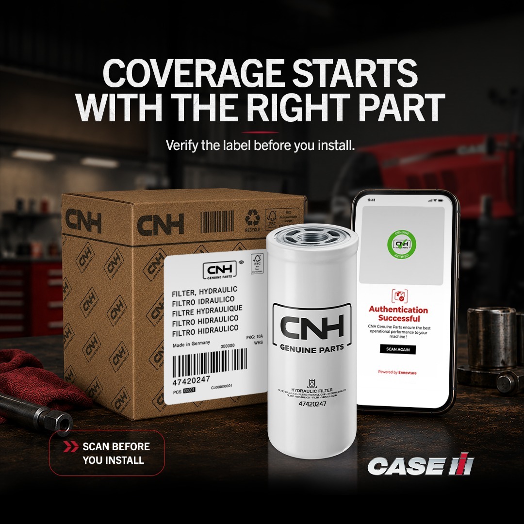 The right part protects more than performance. It protects outcomes.If the source is uncertain or outside authorised Case IH parts channels, scan the label before installation to help avoid surprises.
Scan before you install.Download the CNH Genuine Parts Scanner to verify:
https://play.google.com/store/apps/details?id=com.ennoventure.cnhiapp&pcampaignid=web_sharehttps://apps.apple.com/us/app/cnh-genuine-parts-scanner/id6449996981”
#GenuineParts