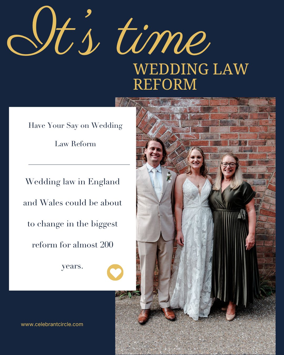 The Marriage Law Reform 2026
This isn't just about where couples marry.
It's about choice.
Fairness.
Accessibility.
Authenticity.
And recognising the importance of meaningful ceremonies.
Now is the time to be part of the conversation.
Link to consultation - https://www.gov.uk/government/consultations/tying-the-knot-reforming-weddings-law-in-england-and-wales
ID - Rachel Bellon Events with her beautiful couple
Thank you to Sandberg Law , the Wedding Celebrancy Commission , and Give Couples Choice Movement for all of the hard work behind the scenes
#weddinglawreform2026
#CelebrantCircle
#CelebrantSupport
#CelebrantAdvocate