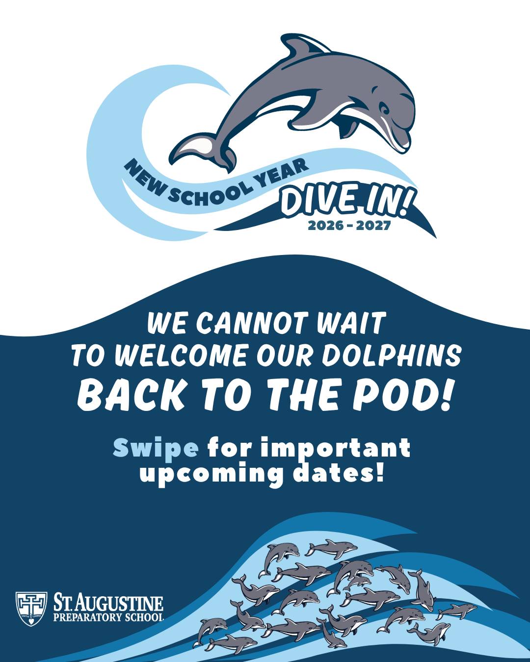 We're ready to welcome our Dolphins back to the Pod! 🐬 Don't miss these important dates as we start the new school year! #GoDolphins #PartofthePod
