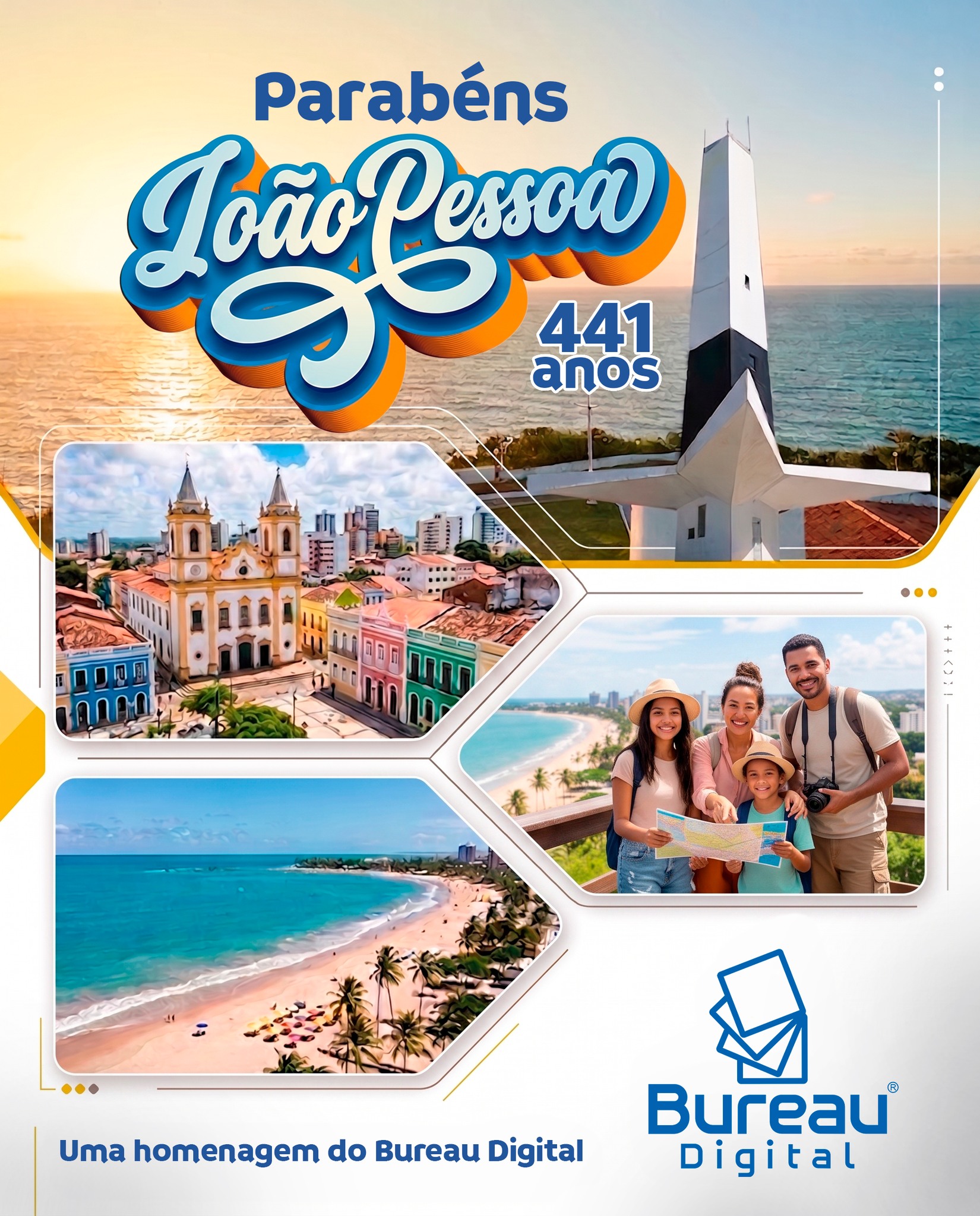 Parabéns, João Pessoa! ☀️🌴 441 anos de muita história, encantos e luz!
Hoje celebramos o aniversário da terceira cidade mais antiga do Brasil, o lugar onde o sol nasce primeiro nas Américas. Das areias tranquilas das nossas praias e do imponente Farol do Cabo Branco, até a riqueza arquitetônica do nosso Centro Histórico, Jampa nos inspira todos os dias com sua energia inconfundível.
O Bureau Digital tem um orgulho imenso de fazer parte do dia a dia desta cidade maravilhosa, ajudando a imprimir, colorir e dar forma às ideias de quem vive e empreende aqui. Uma homenagem de toda a nossa equipe a essa terra que acolhe e encanta! 💙💛