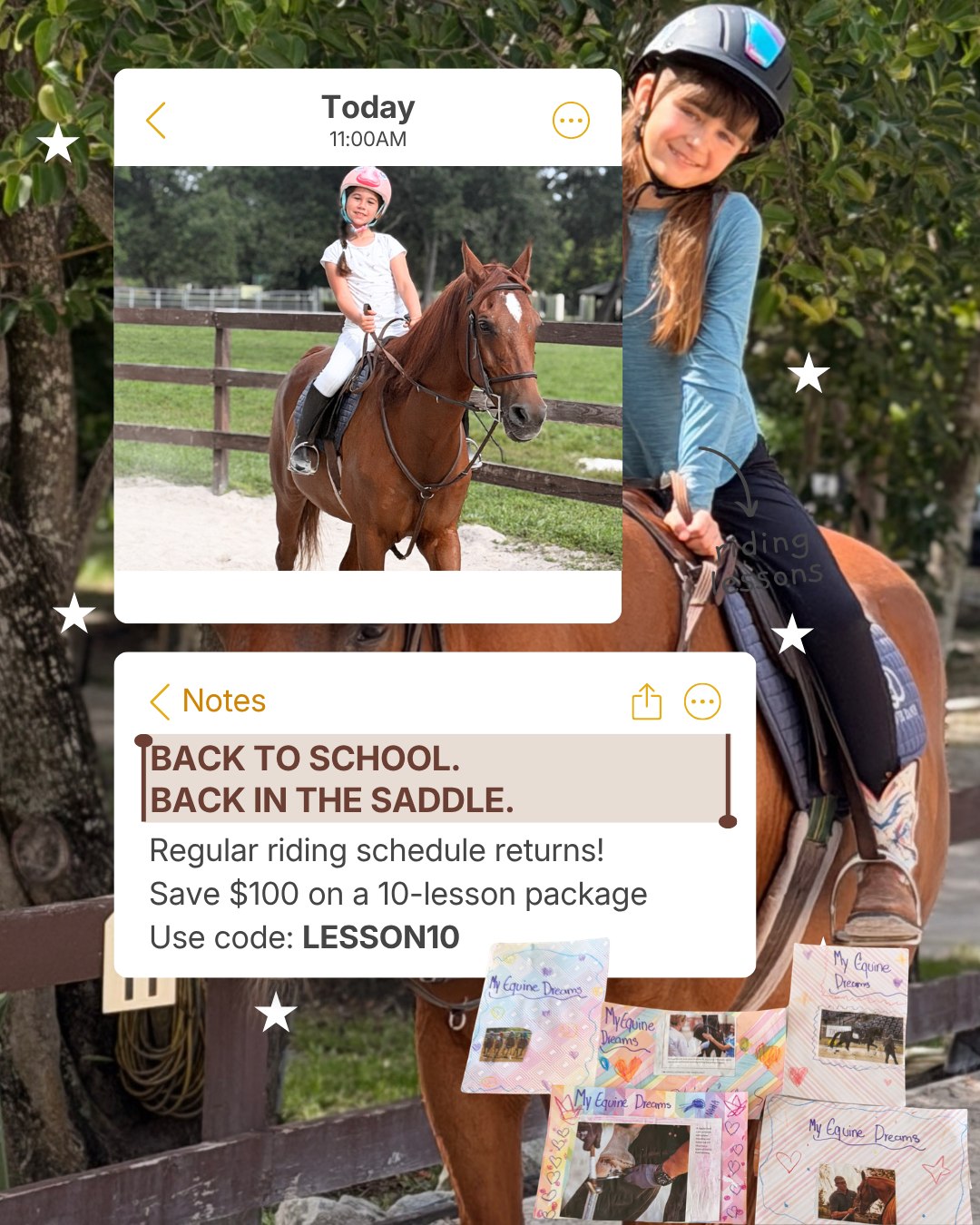 Back to school means back to routines—and back in the saddle! 🐴
Our regular riding lesson schedule is returning next week, making it the perfect time to continue to build confidence, strengthen riding skills & spend more time with the horses.
For a limited time, save $100 on a 10-lesson package with code LESSON10.
Comment RIDING below and we’ll DM you the link to register for lessons!
#ridinglessons
Horseback riding lessons for children and adults in Davie, Florida, with English and Western riding options.