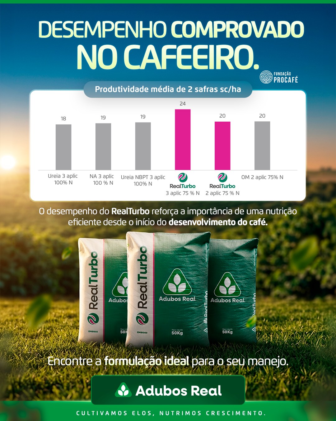 O RealTurbo foi avaliado em duas safras de café, em parceria com a Fundação Procafé, lado a lado com outras fontes de nitrogênio.🚀
Uma tecnologia que une eficiência nutricional e desempenho para contribuir com maior produtividade e rentabilidade na sua lavoura.
👉🏼Fale com um de nossos consultores e encontre a formulação ideal para o seu manejo.
#adubosreal #fertilizante #fundaçãoprocafé #adubação #cafeicultura