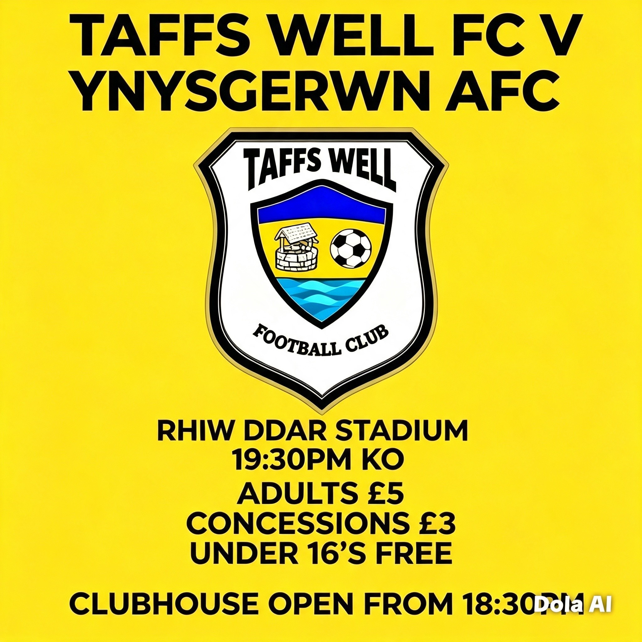 Fancy a live football fix?
Come to the Rhiw Ddar Stadium tonight and watch the Wellmen v Ynysgerwn.