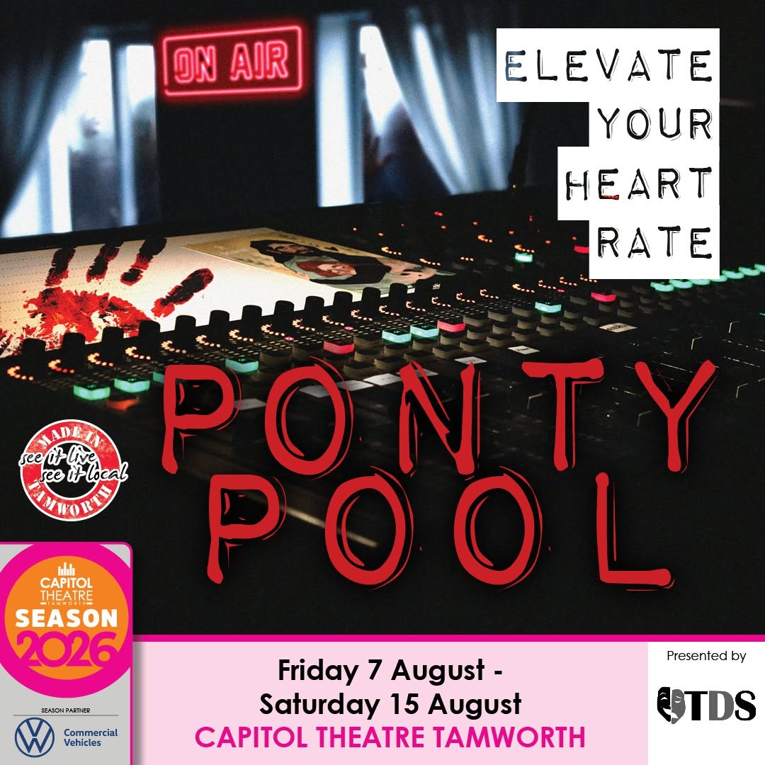 Pontypool is NOW ON at the Capitol Theatre!!
Join us for the AUSTRALIAN PREMIERE running from August 7th to 15th.
In the sleepy Ontario town of Pontypool, something terrifying is spreading—fast. A strange virus is infecting the townsfolk, leaving its victims confused, violent, and ultimately…speechless.
Get tickets here: https://entertainmentvenues.com.au/pontypool
#tdspontypool2026
#pontypool
#pontypoolbytonyburgess
#thingstodotamworth #captioltheatretamworth #auspremiere
#tds #tamworth #theatre #whatsontamworth
