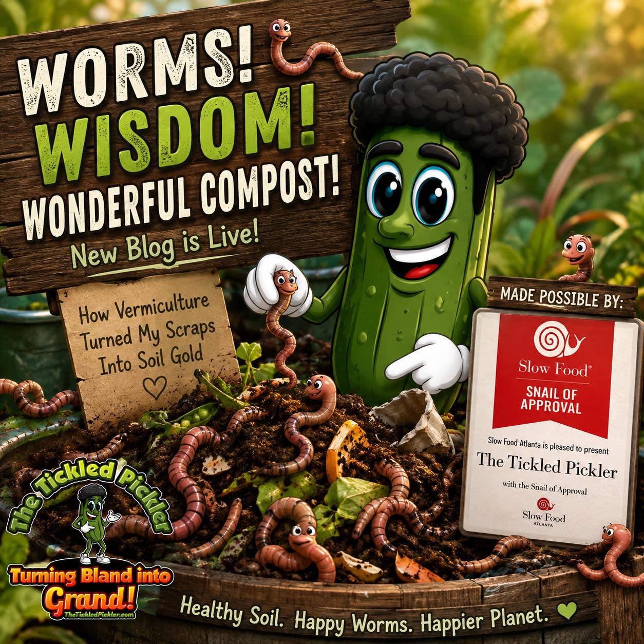 Today? Worm food. 🪱💚
We’re pulling back the curtain (well, the compost) on one of our favorite parts of the zero-waste operation — vermiculture. Every scrap you see in this video is getting turned into rich, living compost that goes right back into our garden beds. Scraps in, soil out, next season’s ingredients fed. That’s the loop.
None of this happens at this scale without Slow Food Atlanta’s Good Food Grant 🙌 — funding our composting + vermiculture infrastructure from day one. Multiple worm bins, a full composter, and a whole lot of squiggling going on back there.
New blog post is live 📖 all about how the worms do the heavy lifting and why zero waste isn’t just a buzzword for us — it's our long term goals! Visit: https://www.thetickledpickler.com/post/from-scraps-to-squiggles-how-a-slow-food-atlanta-grant-is-helping-us-build-a-zero-waste-business
Turning bland into grand, one scrap at a time. 🥒✨
#TheTickledPickler #ZeroWaste #Vermiculture #SlowFoodAtlanta #TurningBlandIntoGrand #FarmToBottle #SmallBatch #LiveVinegar #CompostLife #PowderSpringsGA