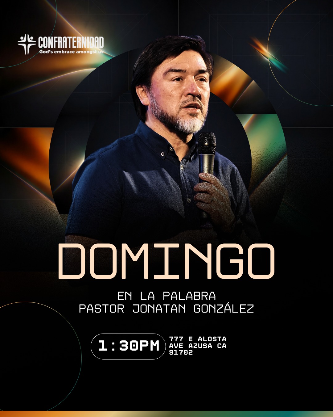 ¡Ven a ser parte de lo que Dios está haciendo!
Nos unimos para buscar juntos la dirección de Dios y profundizar en su palabra.
Nuestro pastor Jonatan González estará compartiendo una palabra fundamental para nuestra vida cristiana.
Te esperamos este domingo a las 1:30 PM.
777 E Alosta Ave, Azusa, CA 91702