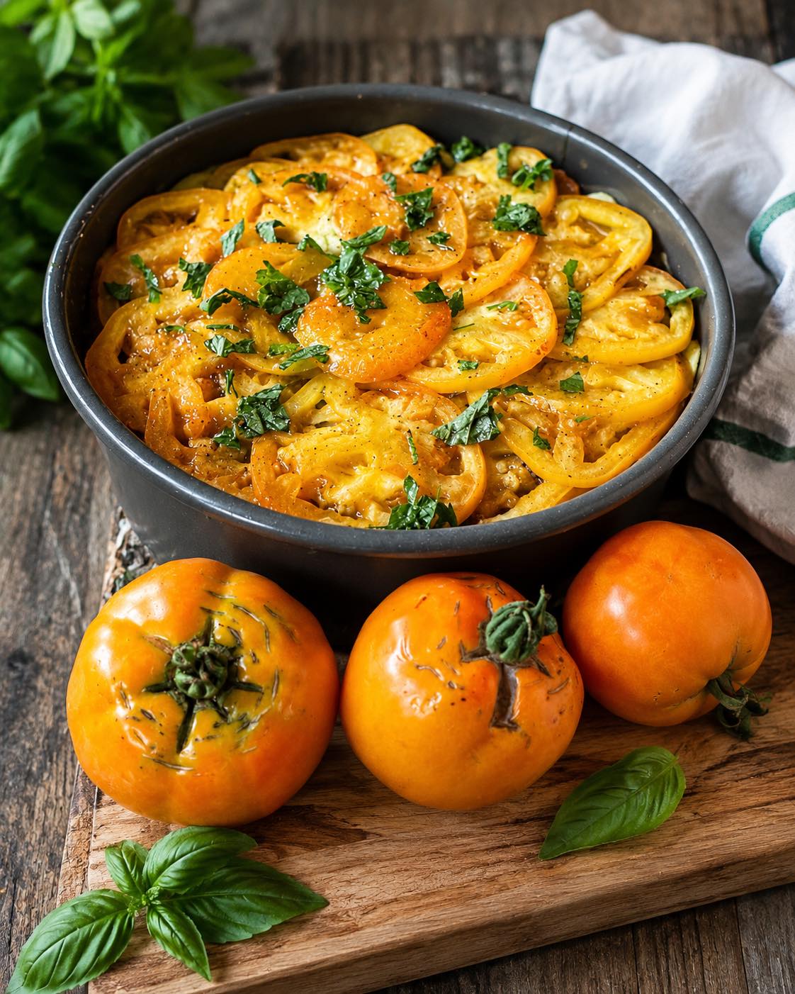 If your garden has staged a tomato coup 🍅 and you’re now hiding them in neighbors’ mailboxes 📪 — we’ve got a better plan.
This potato crust tian stacks zucchini, onion, and every heirloom you’ve got into one pan, bakes low and slow, and gets finished with a drizzle of olive oil and Basil Instinct vinegar. It’s basically the dish your tomato surplus has been begging you to make.
Full recipe: https://www.thetickledpickler.com/recipes/heirloom-tomato-%26-zucchini-tian-with-potato-crust
#TheTickledPickler #TurningBlandIntoGrand #HeirloomTomatoes #BasilInstinct #GardenOverflow #TomatoSeasonProblems #SmallBatchVinegar #FarmToTable #UseUpYourHarvest #TianRecipe #livevinegar