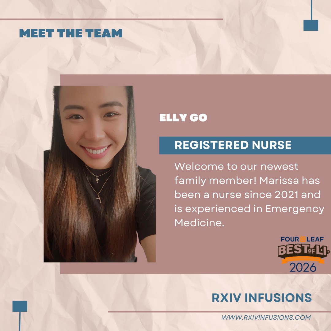🎉 MEET THE NEWEST MEMBER OF THE RxIV FAMILY — ELLY BSN, RN! 💙💉
We’re excited to welcome Elly to the RxIV Infusions team!
Elly has been a Registered Nurse since 2021 and brings valuable experience in Emergency Medicine to RxIV. Her clinical background, combined with her commitment to providing safe and compassionate care, makes her a wonderful addition to our growing team.
At RxIV, our nurses are at the heart of what we do—bringing professional healthcare directly to our clients while making every experience comfortable, convenient, and personalized.
💙 Please join us in giving Elly a warm RxIV welcome!
We’re excited to have you on the team, Elly, and look forward to all the great things ahead! 🎉
#RxIVInfusions #MeetTheTeam #WelcomeToTheTeam #RegisteredNurse #NurseLife #EmergencyNurse #NursesOfInstagram #IVNurse #IVHydration #IVTherapy #HealthcareProfessionals #LongIslandNurses #LongIslandWellness #NassauCountyNY #WestHempstead #BestOfLongIsland