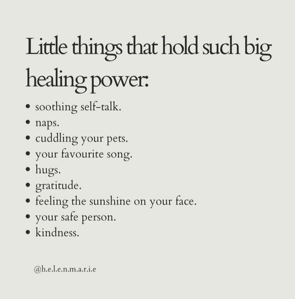 🌿 Sometimes, healing happens in the smallest moments.
A favourite song. A good laugh. Sunshine on your face. A quiet morning. A hug from someone safe. Five extra minutes of rest.
You don’t have to do something big to take care of yourself today. Sometimes the little things are enough to help you come back to yourself. 🤍
What’s one small thing that brings you comfort?
#TheLittleThings | #SelfCareIdeas | #SaskTherapy | #MooseJawSk