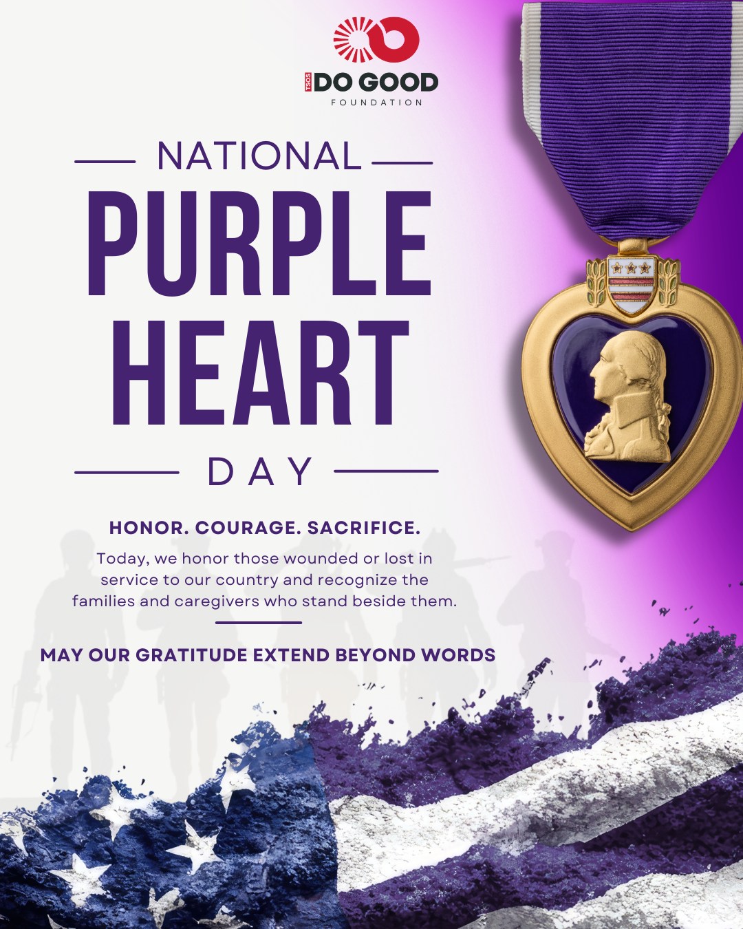💜 On Purple Heart Day, we honor the courage and sacrifice of service members who were wounded or gave their lives in defense of our country.
We also recognize the families and caregivers who stand beside our veterans, often helping them navigate disabilities, health challenges, and the transition to life after military service.
Our gratitude must extend beyond words. It should include a continued commitment to helping veterans and their families access the care, resources, opportunities, and community support they deserve.
No one who sacrificed for our country should ever feel forgotten or overlooked.
#PurpleHeartDay #HonorOurHeroes #VeteranSupport #DisabilitySupport #CaregiverSupport #DoGood365