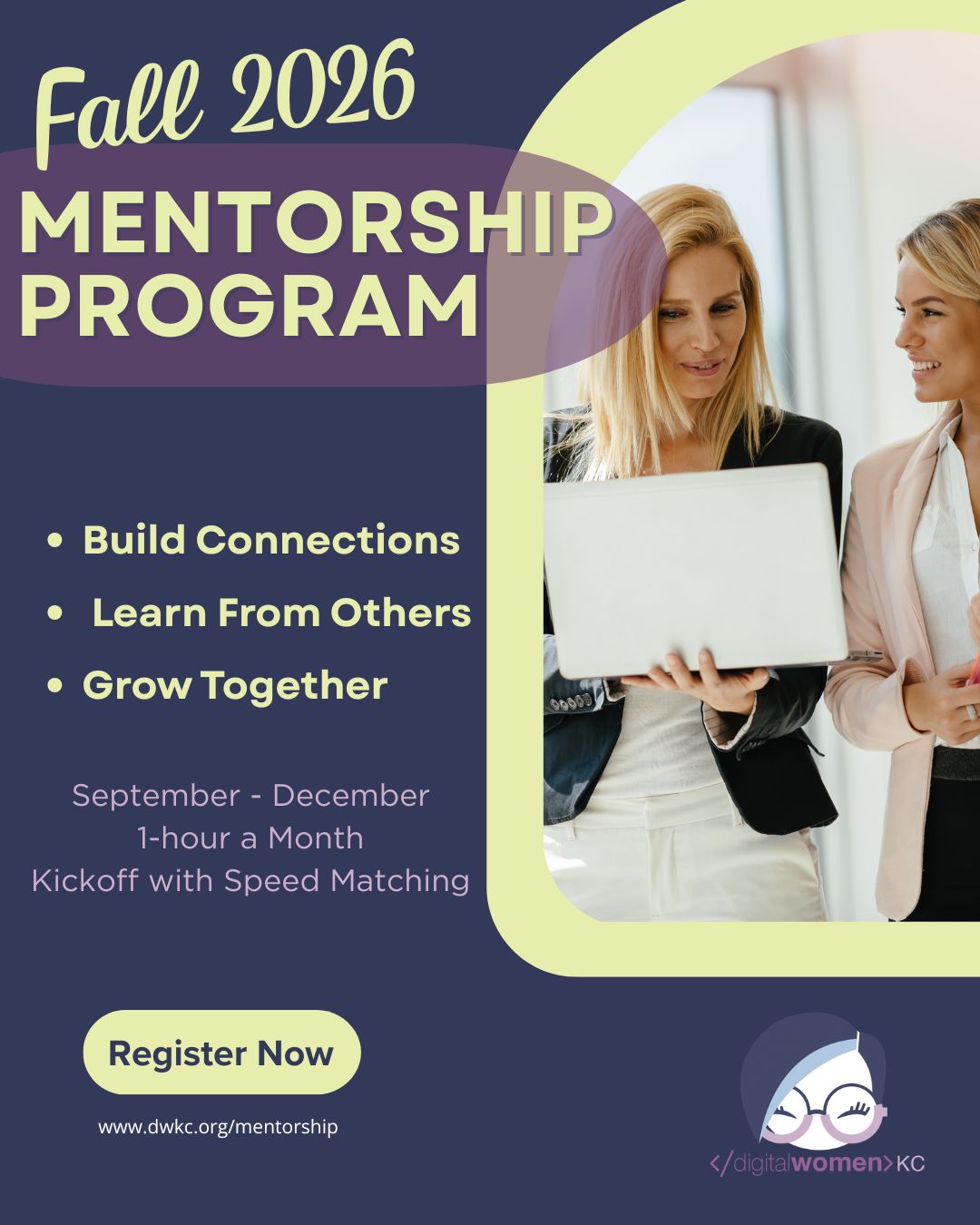 Starting your career journey is exciting, but navigating it with a trusted mentor is a game-changer! โจ
Connect 1-on-1 with a professional whoโs ready to offer advice, encouragement, and real-world perspective from September through December.
๐ง๐ต๐ฒ ๐๐ฎ๐บ๐ฒ ๐ฃ๐น๐ฎ๐ป:
โก Step 1: Sign up for the Fall Program ($25 fee)
โก Step 2: Attend our mandatory Matching Event on Sept 1st
โก Step 3: Submit your top 3 preferences & get matched the following week!
โก Step 4: Grow through 1-on-1 meetings & exclusive DWKC meetups!
โ ๏ธ Spots are limited to guarantee quality 1-on-1 matching!
๐ Click the link in our bio to register for the program AND RSVP for Speed Matching on Sept 1st!
Tag someone who needs to be in the room on September 1st! ๐ฌ
#DWKCMentors #WomenInTech #CareerGoals #MentorshipMatters #KansasCityEvents