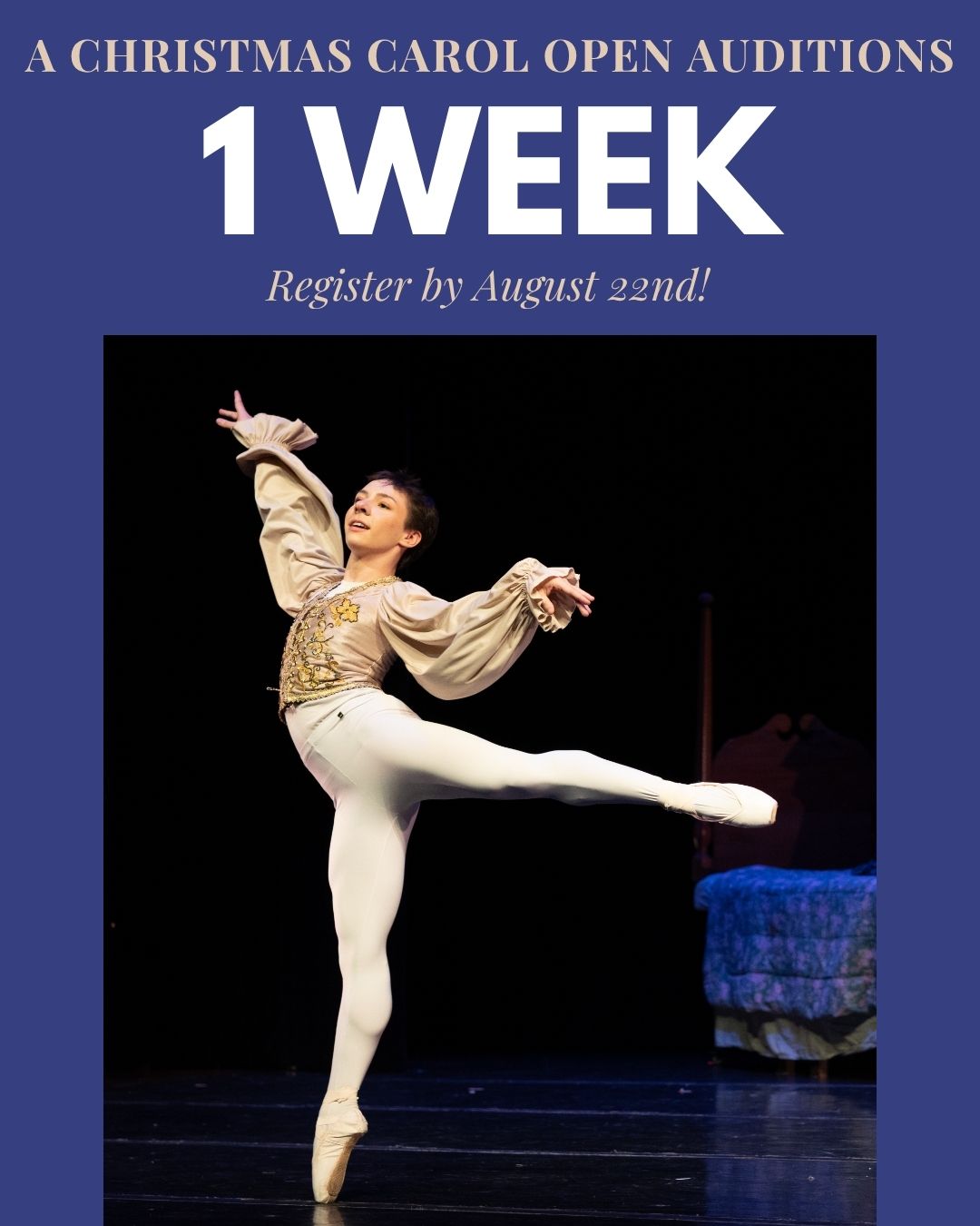 1️⃣ WEEK!!
Join us Sunday, August 23rd for A Christmas Carol 2026 - Open Auditions! 🎄 Open to dancers from all schools and studios ages 8 (or CCB Ballet 1) through adult.
➡️ Pre-registration required by Saturday, August 22nd.
Pre-register here: https://www.charmcityballet.com/auditions
.
.
.
.
.
#charmcityballet #ccb #dance #ballet #danceschool #balletschool #dancestudio #dancecompany #danceacademy #dancetraining #baltimore #baltimorecounty #baltimoredance #baltimorecountydancestudio #maryland #marylanddance #danceeducation #performingarts #balletcompany #performancecompany #balletproduction #balletdancer #wintershow